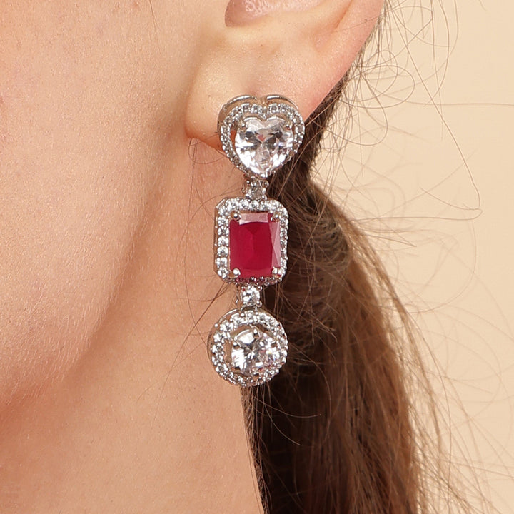 Ruby Sunshine 925 sterling silver dangle earrings front view