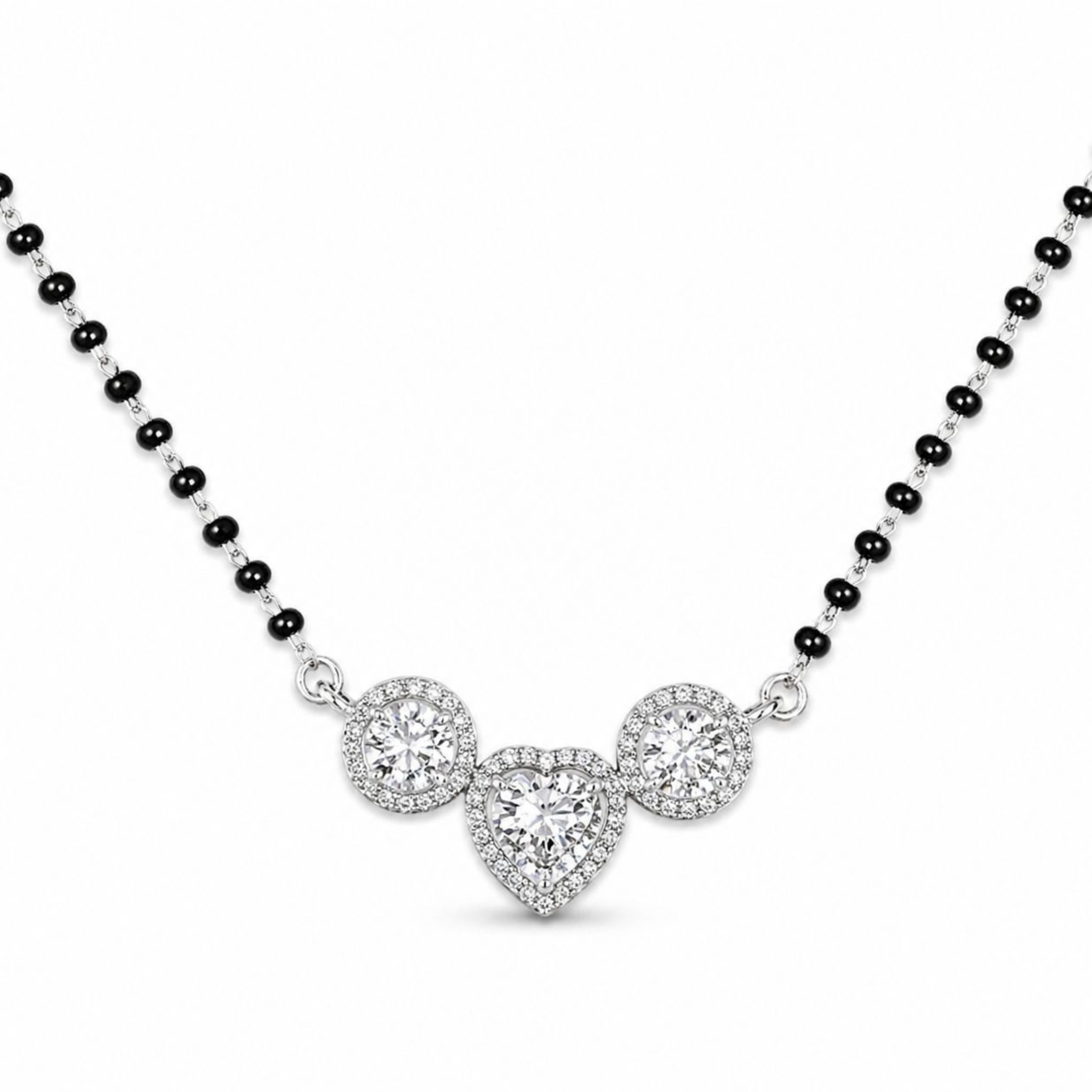 Samaira Three Solitaire sterling silver mangalsutra alternate view