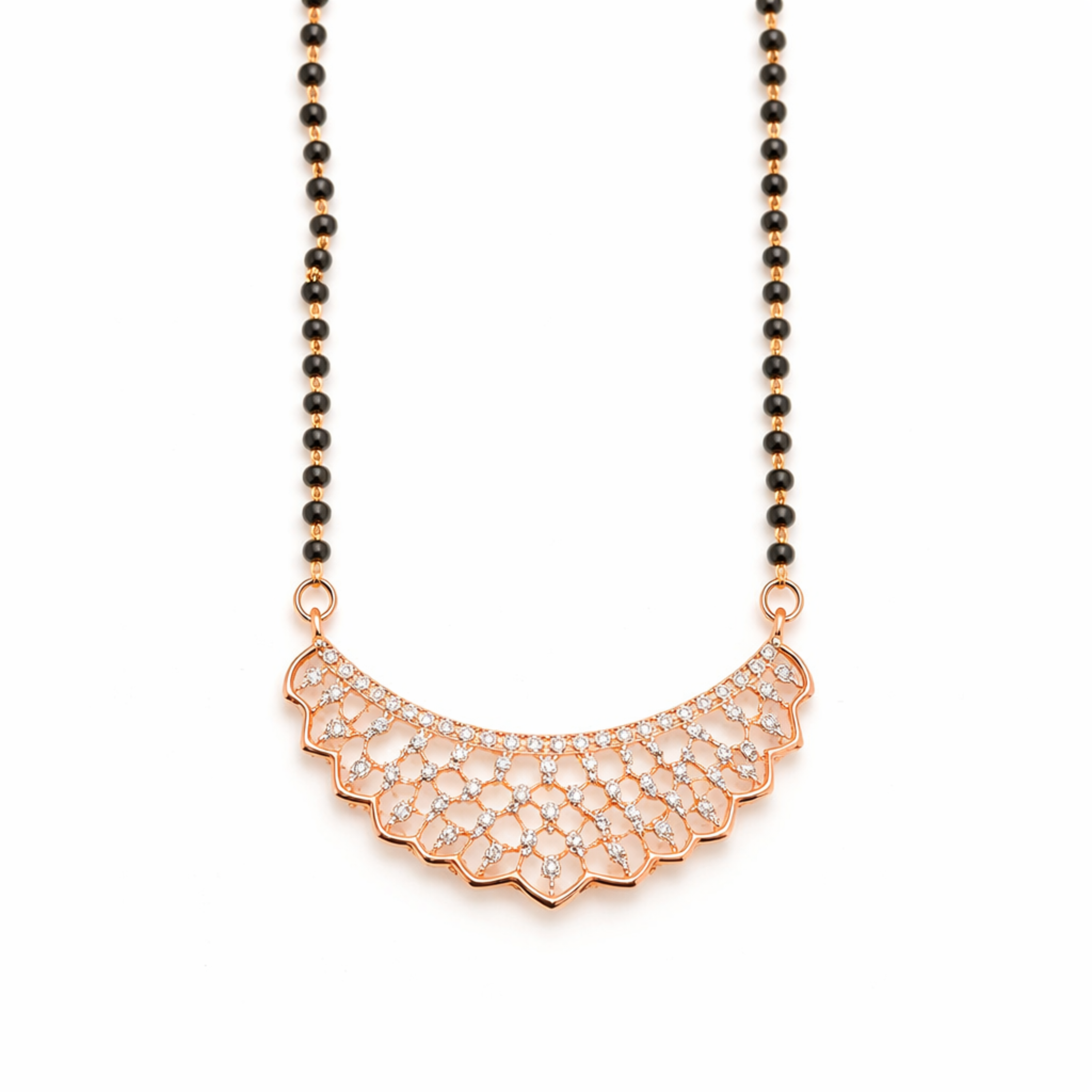 Serene Splendor sterling silver mangalsutra rose gold detail