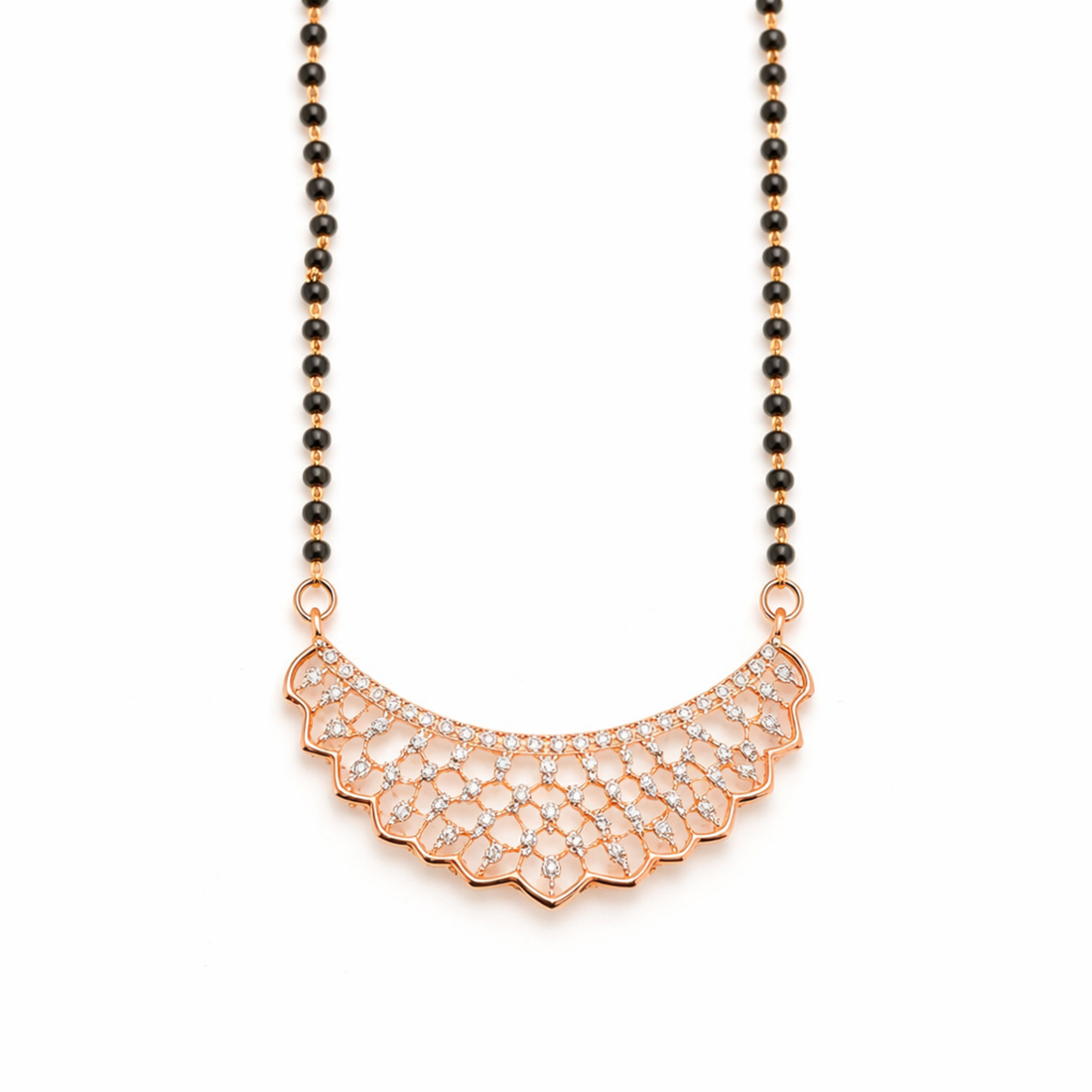 Serene Splendor sterling silver mangalsutra rose gold detail
