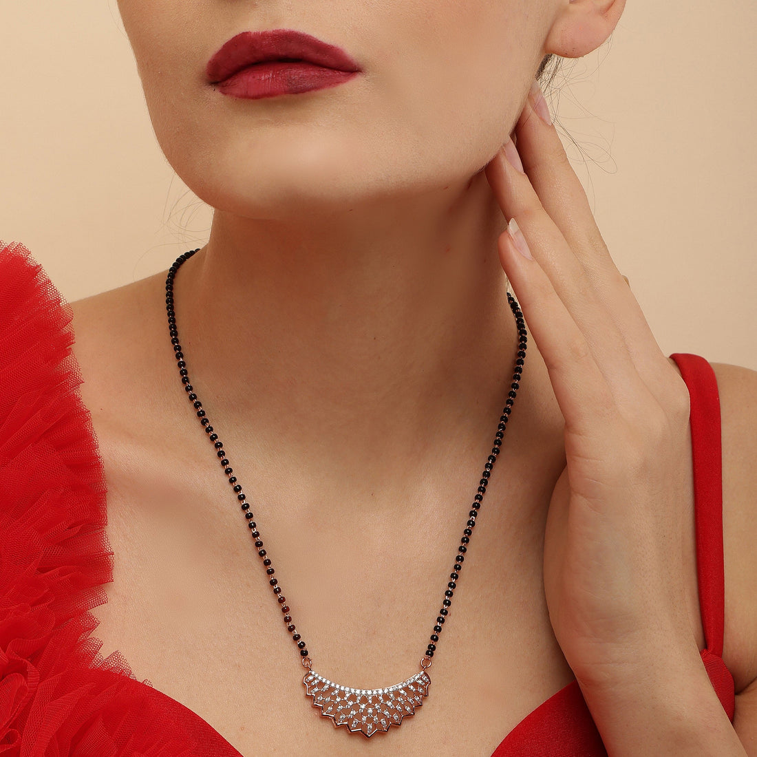 Serene Splendor sterling silver mangalsutra worn look