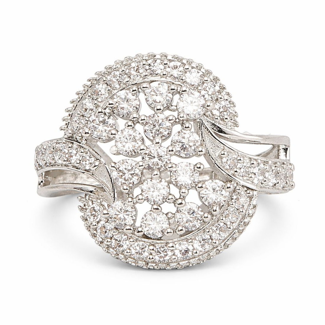 Shimmering Aura 925 sterling silver ring front view