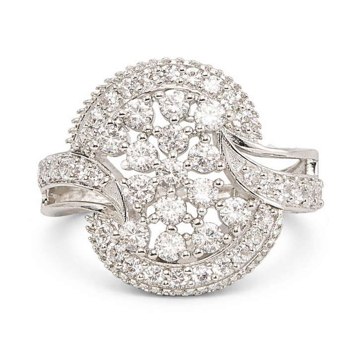 Shimmering Aura 925 sterling silver ring front view