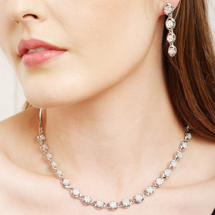 Silver Harmony 925 sterling silver necklace set front view