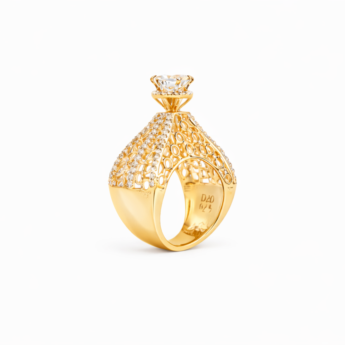 Solitaire Tower 925 sterling silver ring side angle view