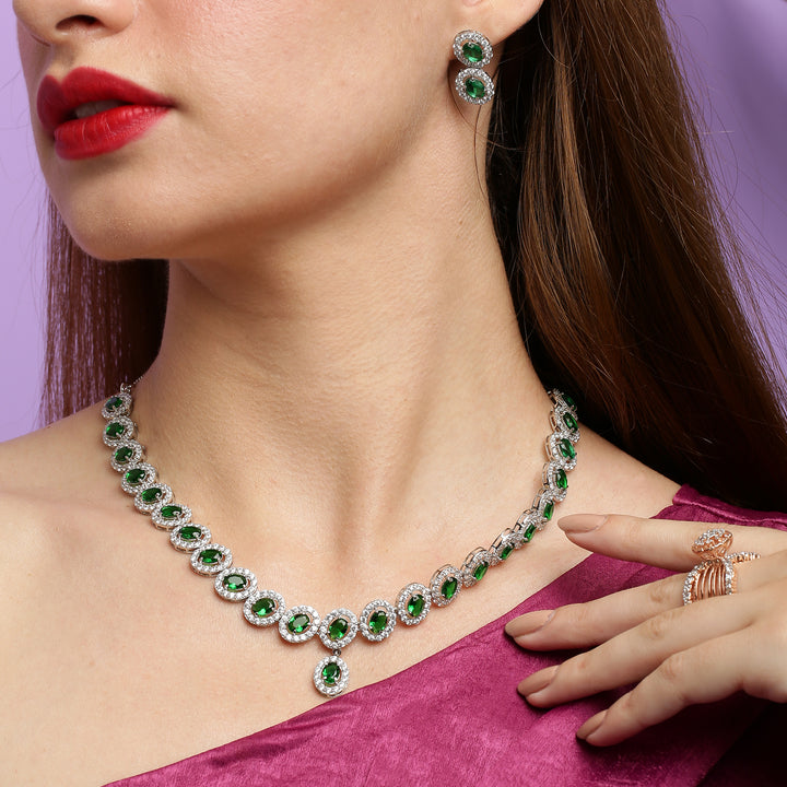 Sparkle Emerald sterling silver necklace worn look
