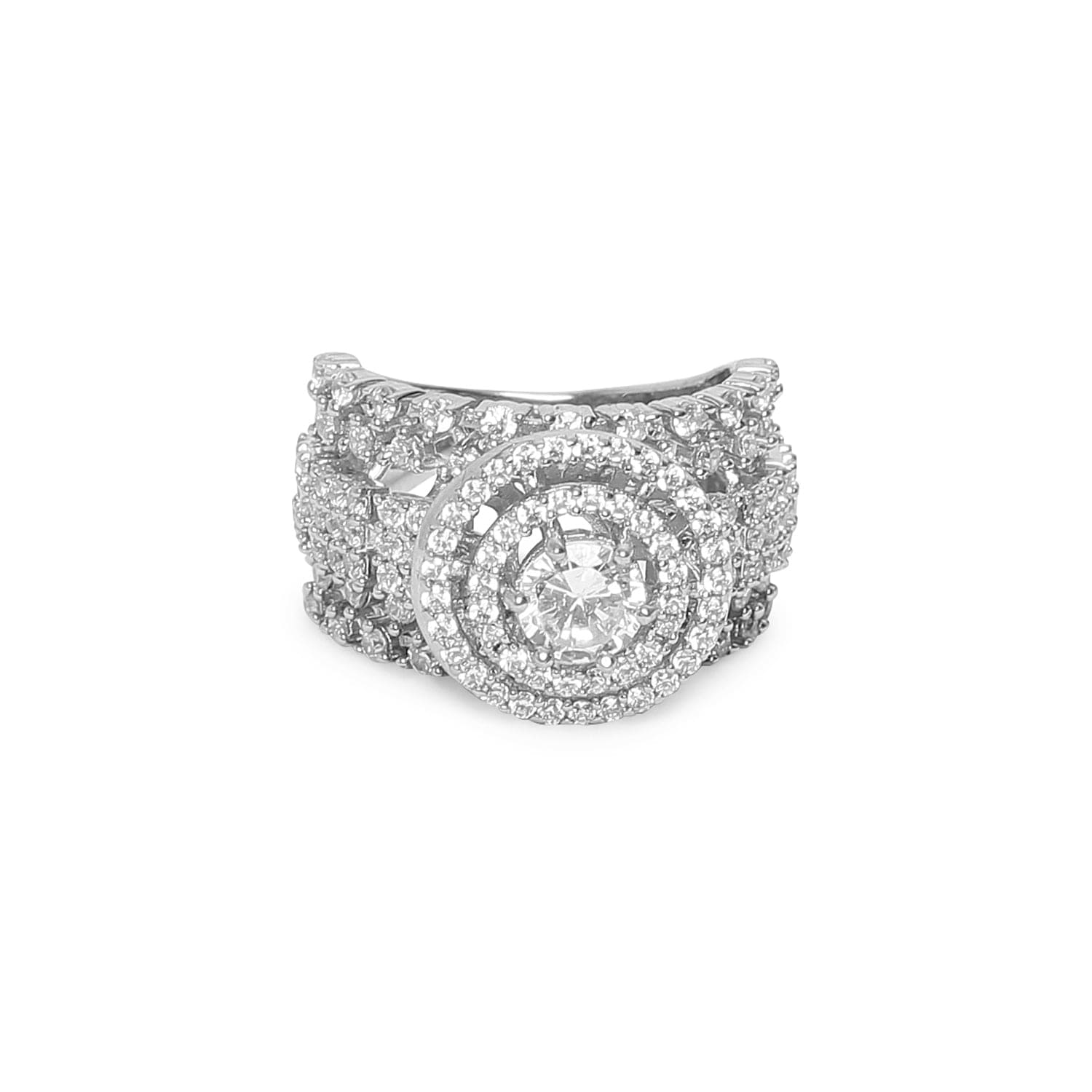 Sparkling Swirl 925 sterling silver ring front view