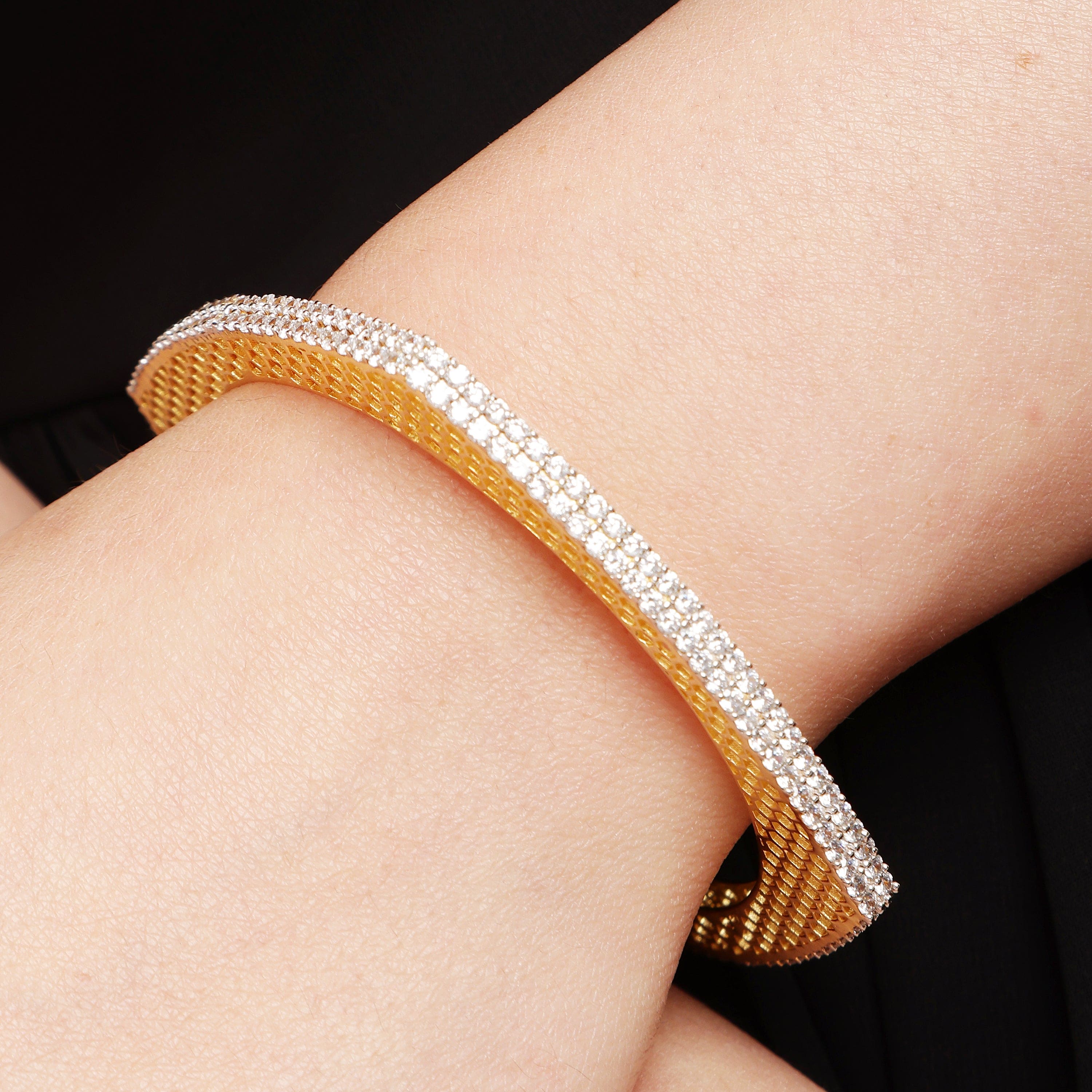 Square Allure 925 sterling silver bangle alternate angle view