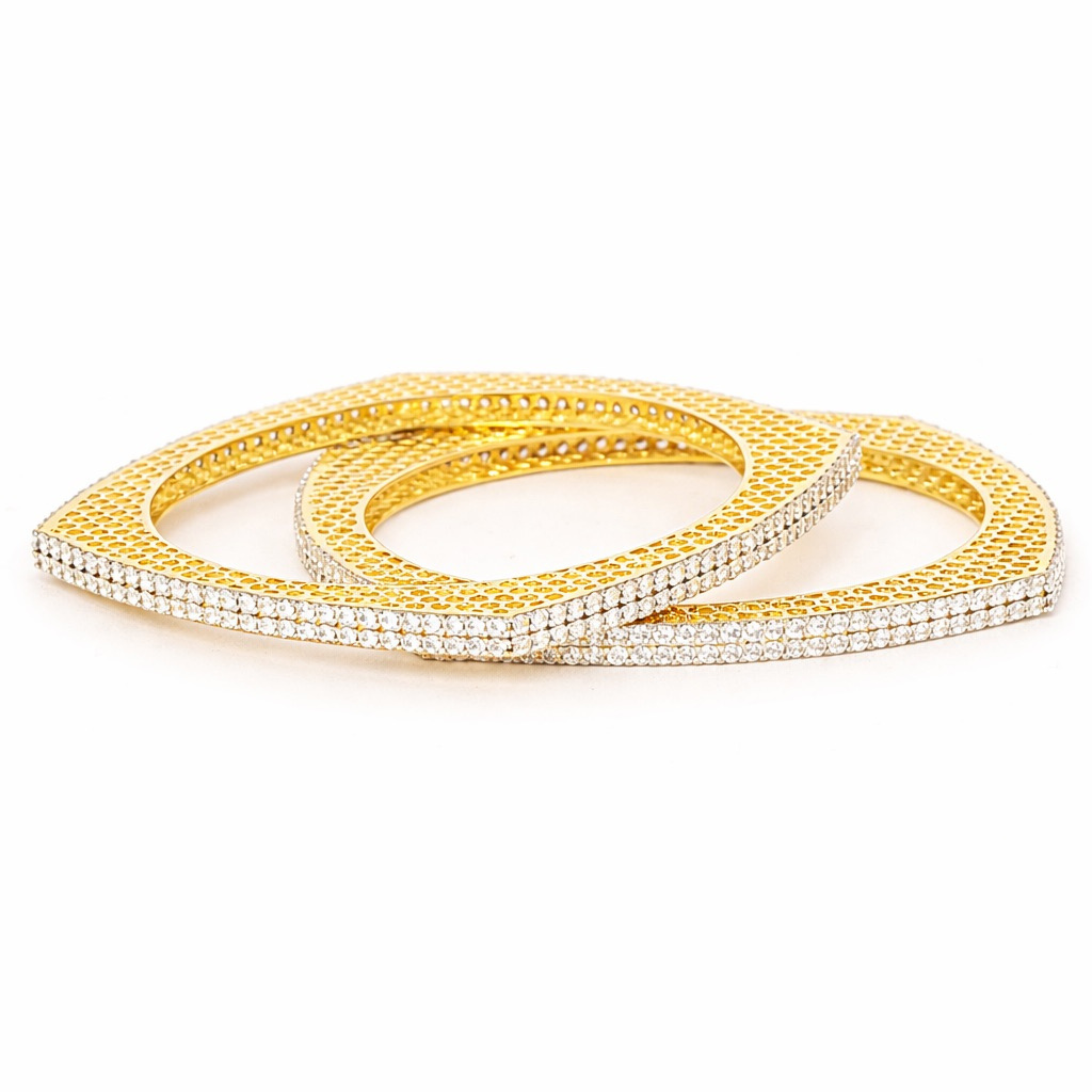 Square Allure 925 sterling silver bangle front view