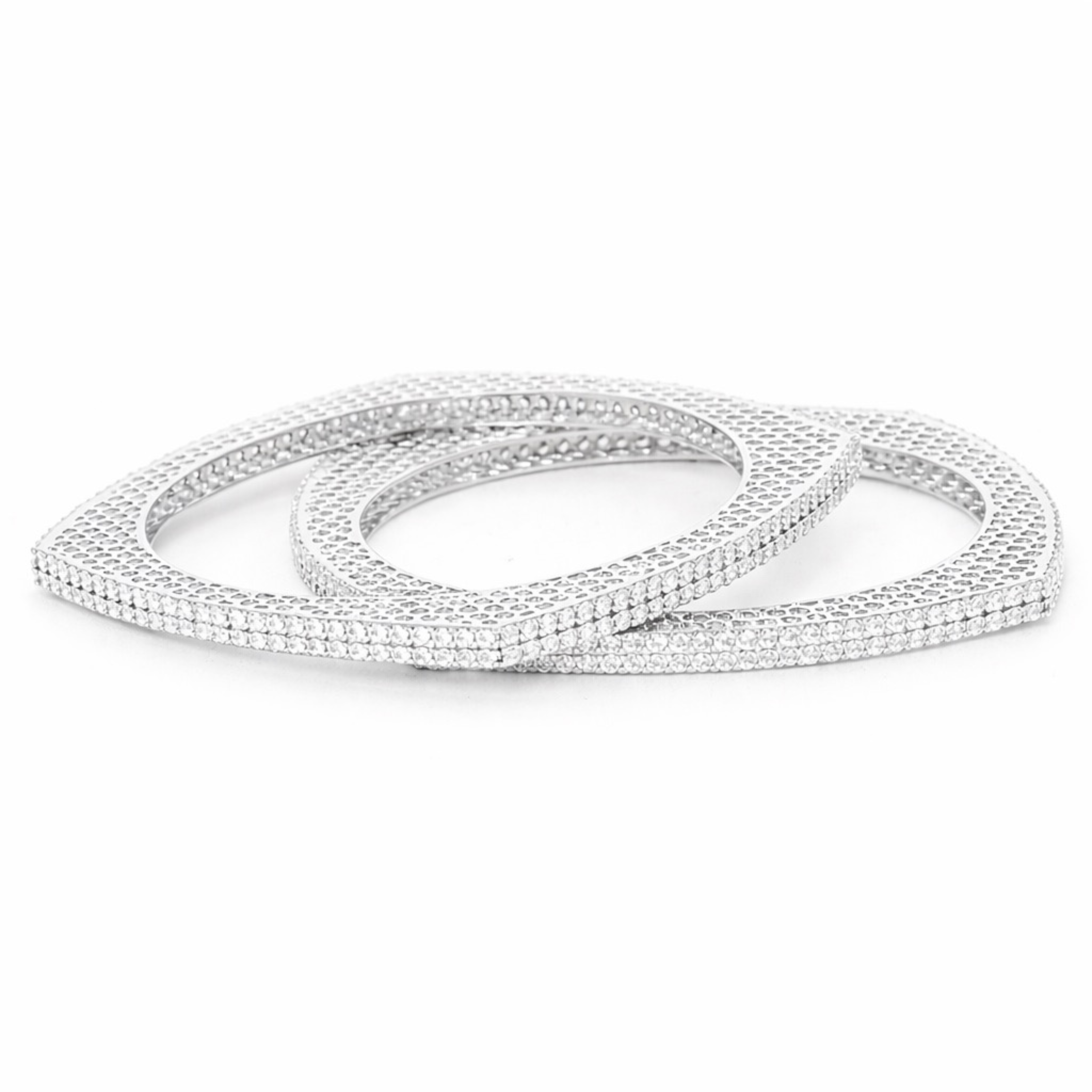 Square Allure 925 sterling silver bangle side angle view