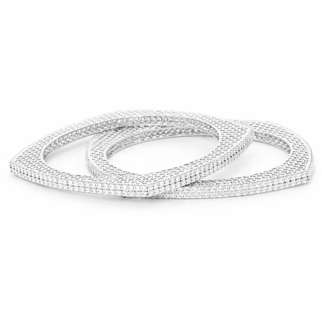 Square Allure 925 sterling silver bangle side angle view