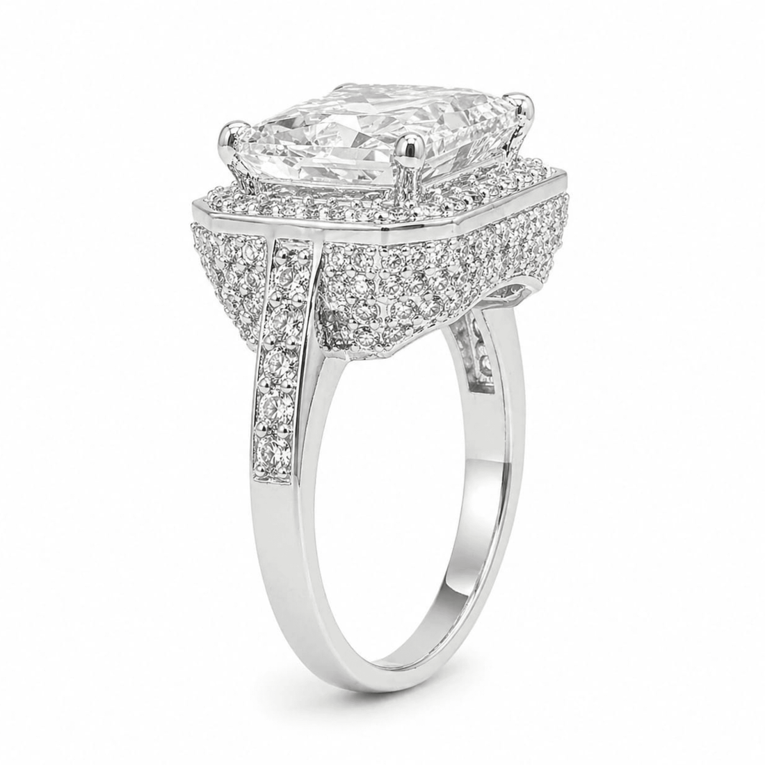 Square Eternity sterling silver ring alternate view