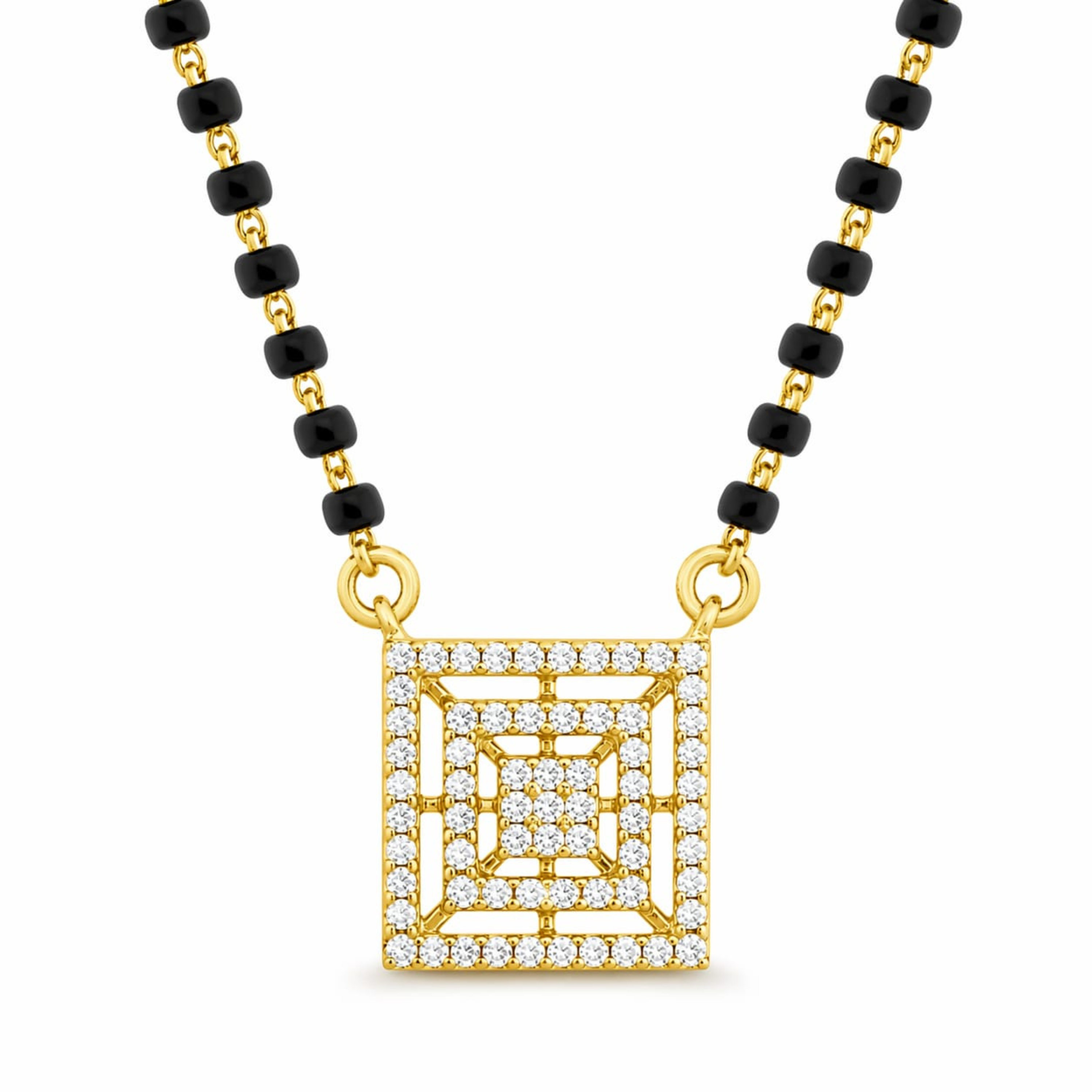 Square Serenity 925 sterling silver mangalsutra set front view
