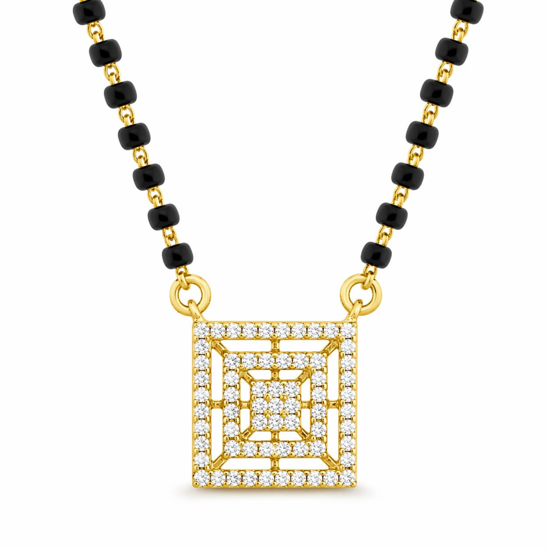 Square Serenity 925 sterling silver mangalsutra set front view