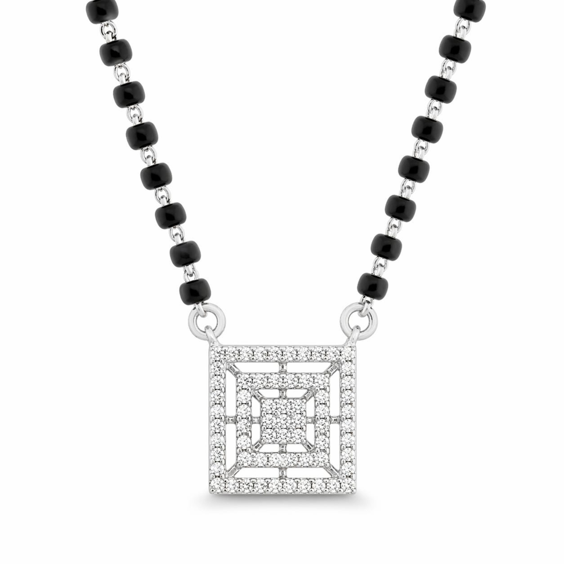 Square Serenity sterling silver mangalsutra set worn look