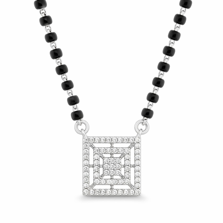 Square Serenity sterling silver mangalsutra set worn look