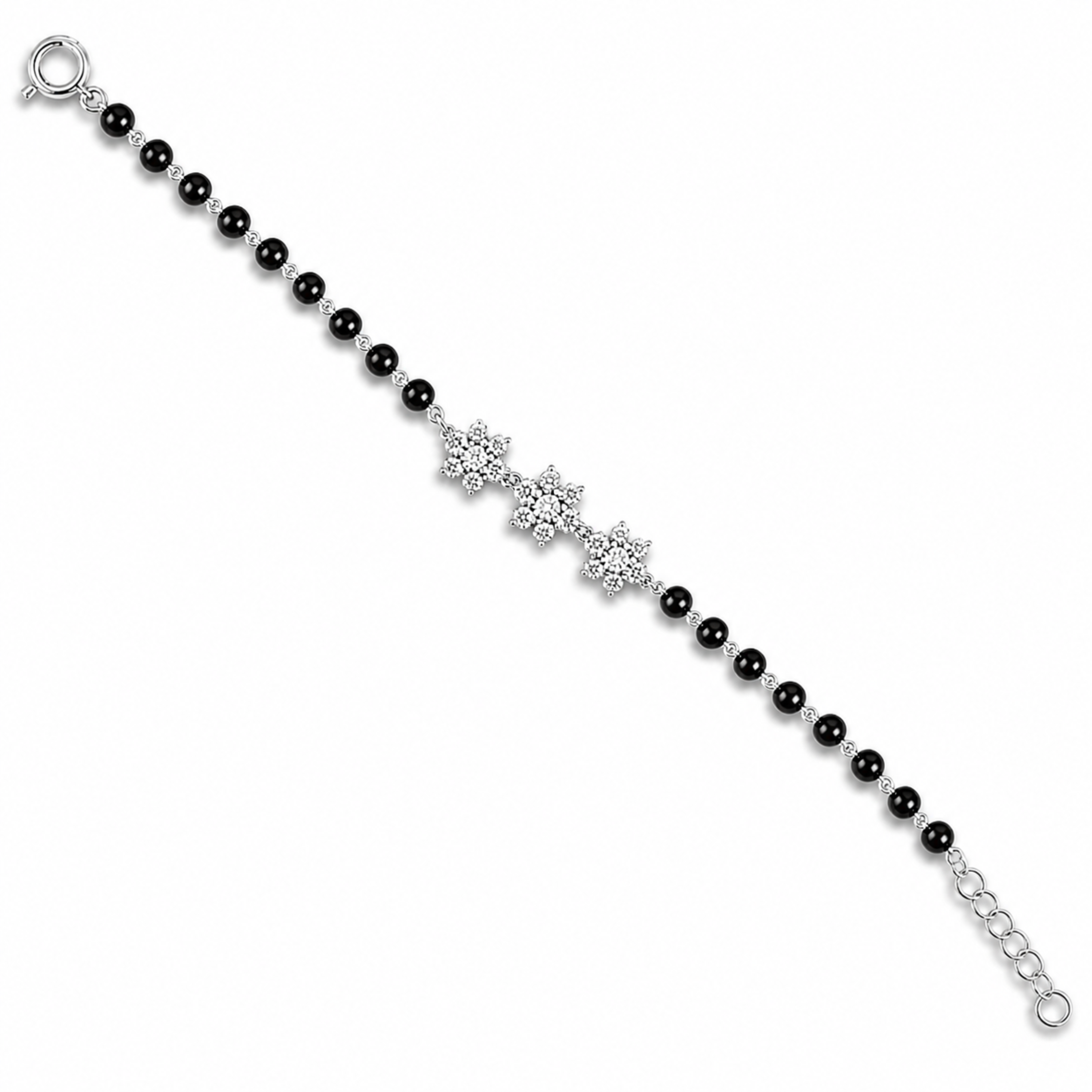 Star Trinity Mangalsutra sterling silver bracelet worn on wrist