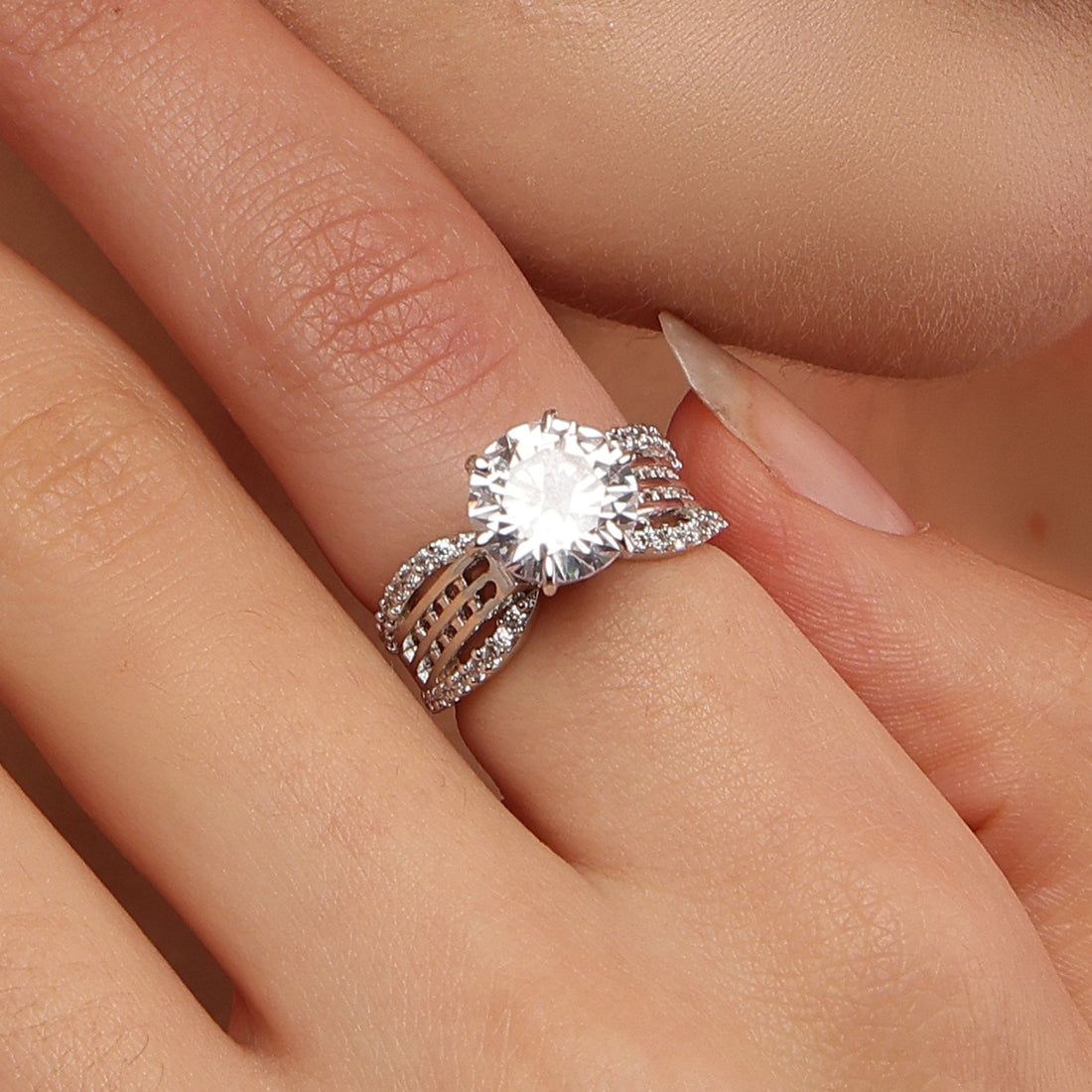 Stardust Cascade Ring sterling silver ring additional view
