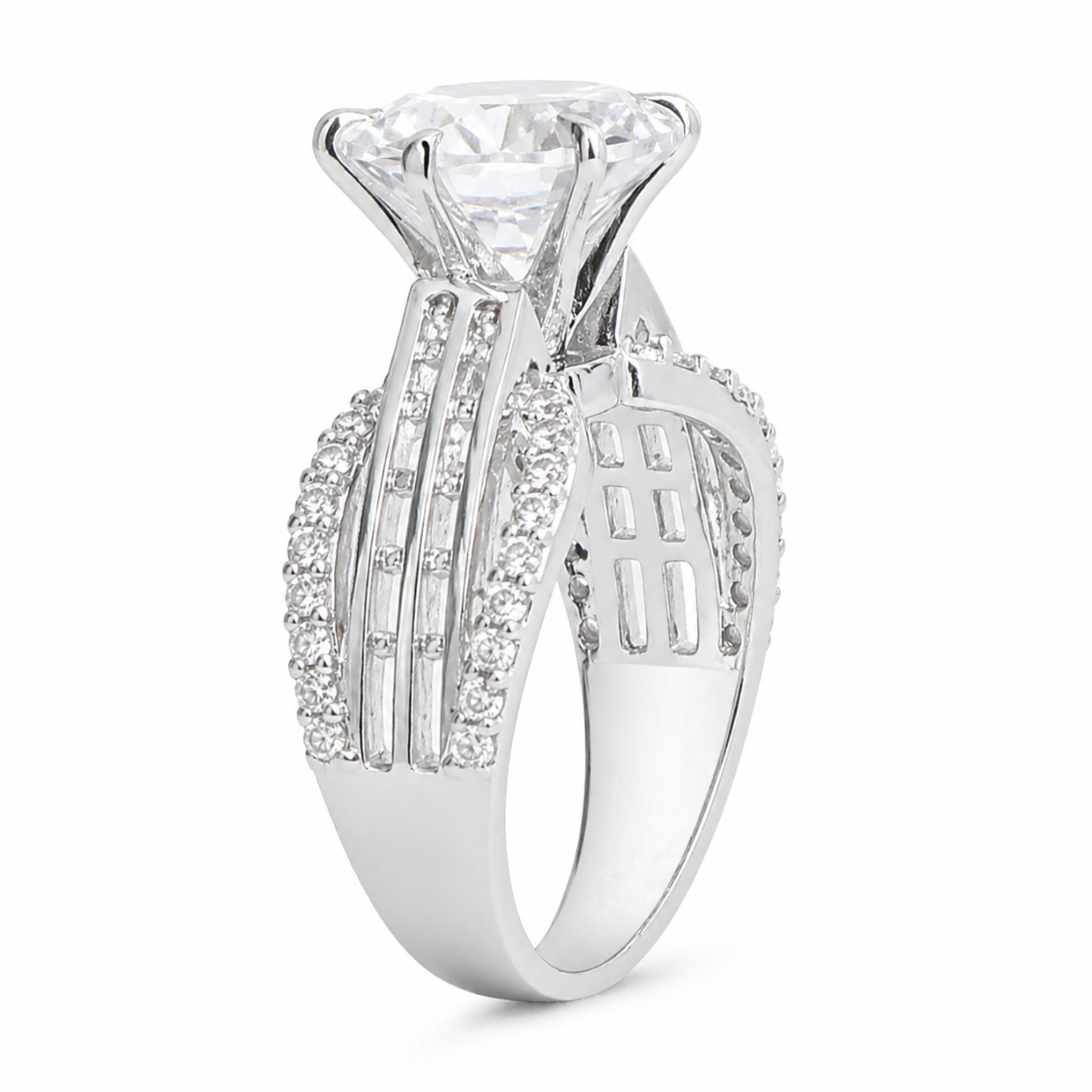 Stardust Cascade 925 sterling silver ring front view