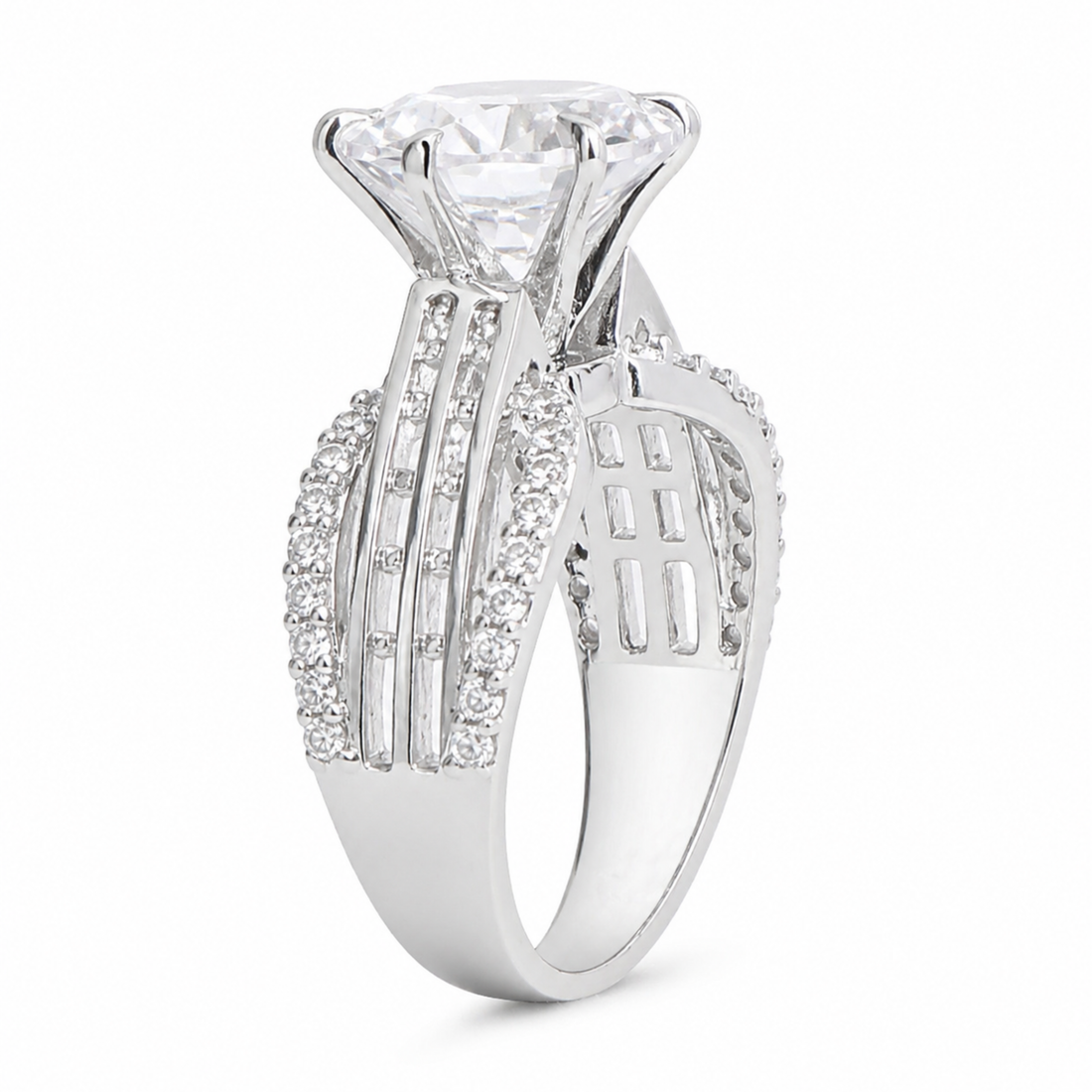 Stardust Cascade 925 sterling silver ring front view