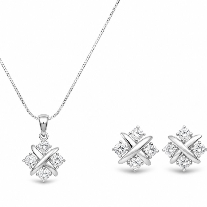 Starlume Blossom sterling silver pendant set worn look
