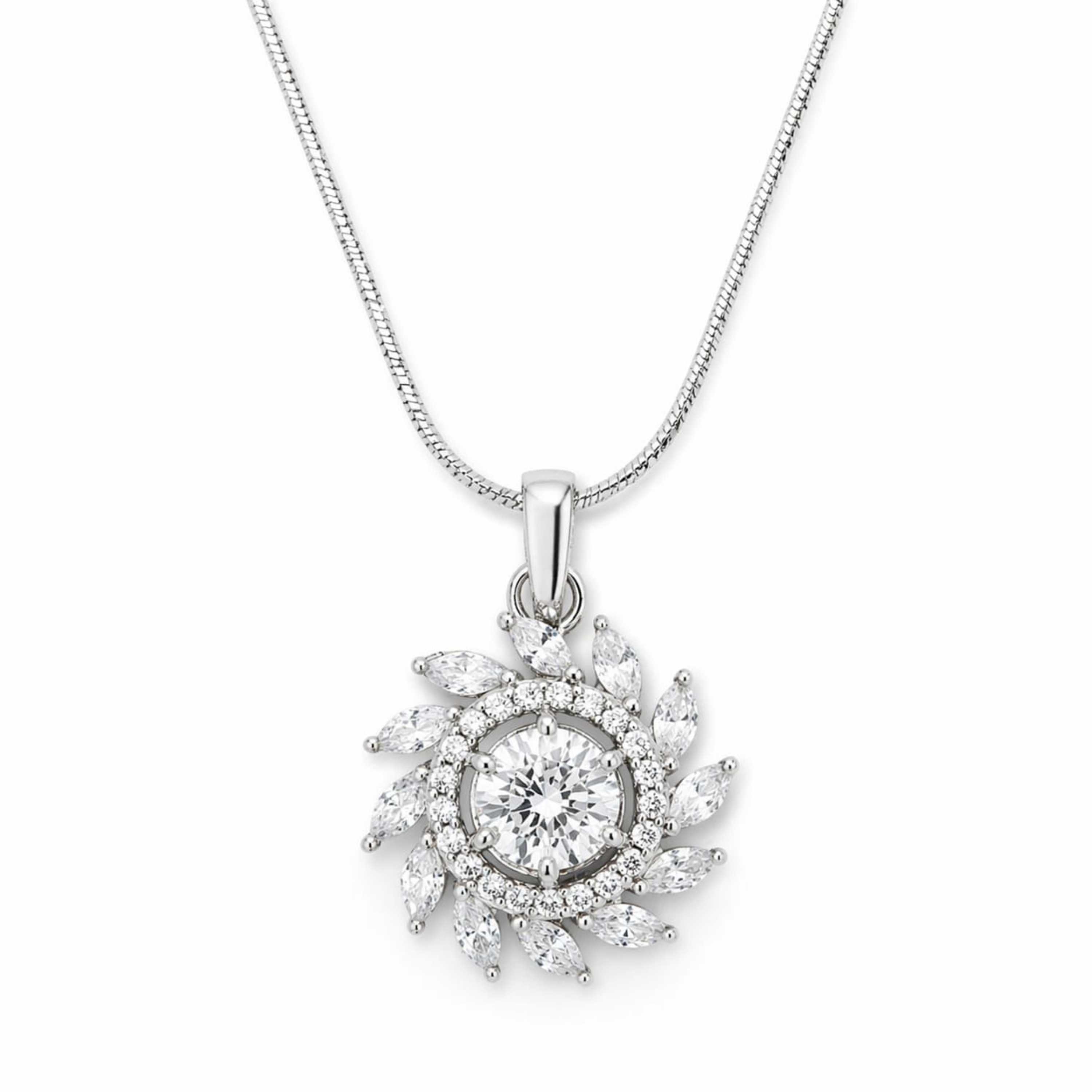 Sunshine Bloom 925 sterling silver pendant set front view
