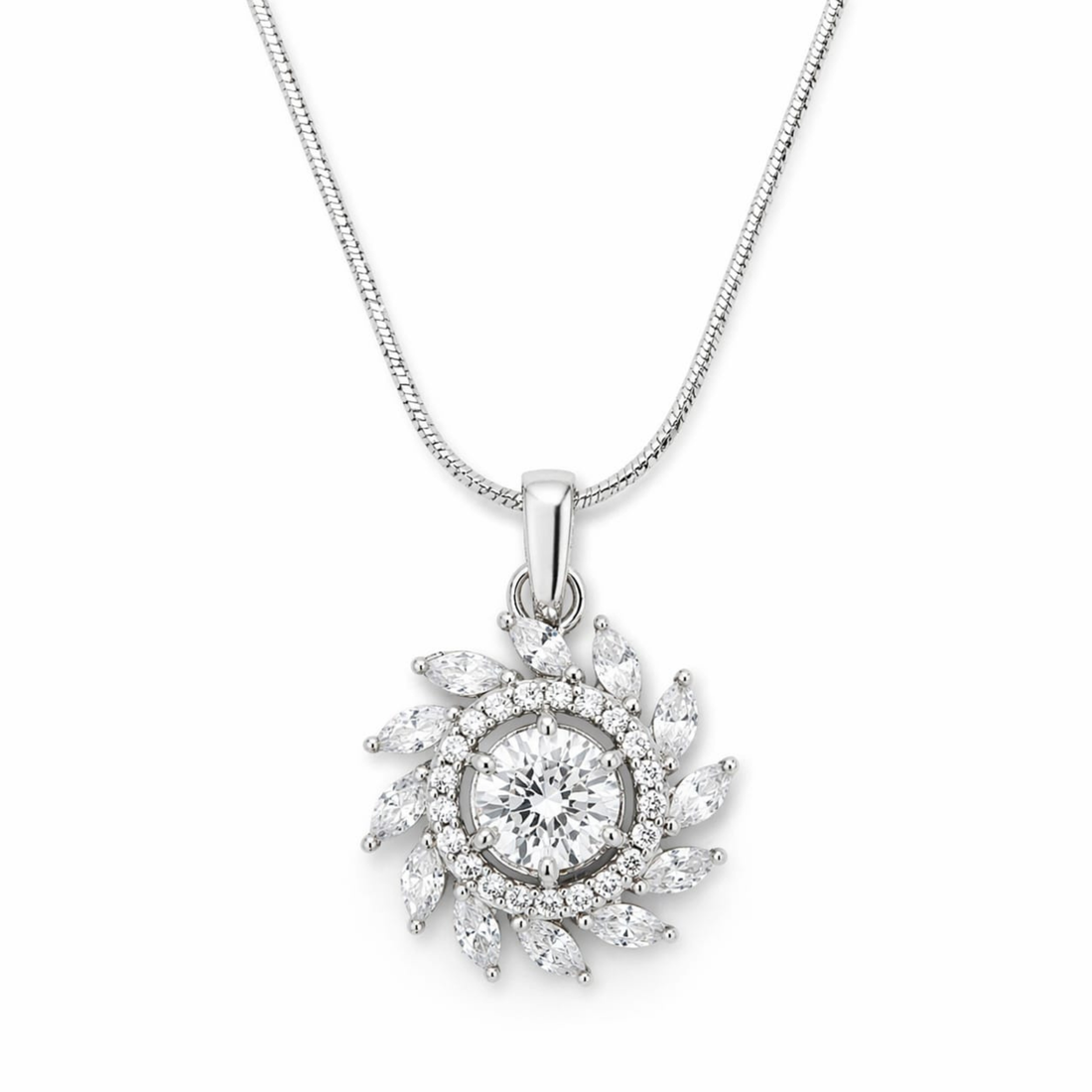 Sunshine Bloom 925 sterling silver pendant set front view