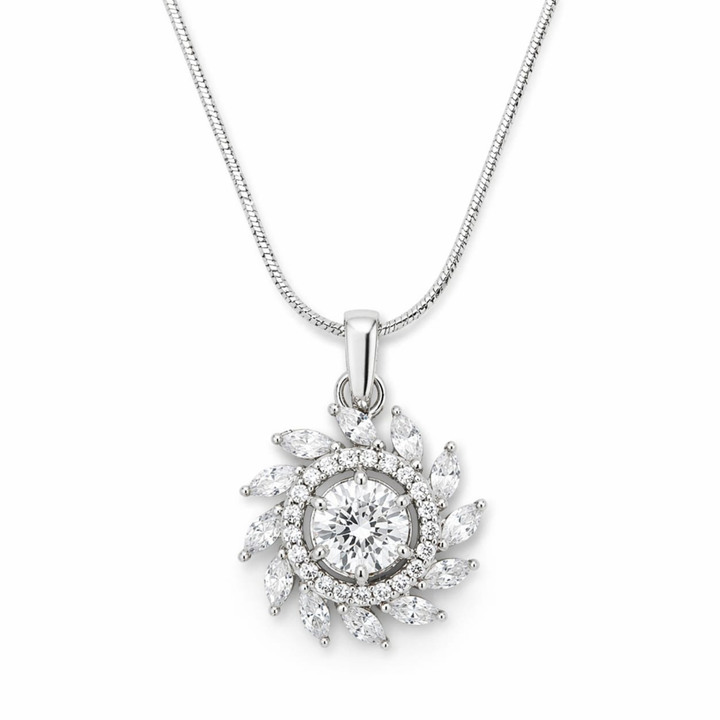 Sunshine Bloom 925 sterling silver pendant set front view