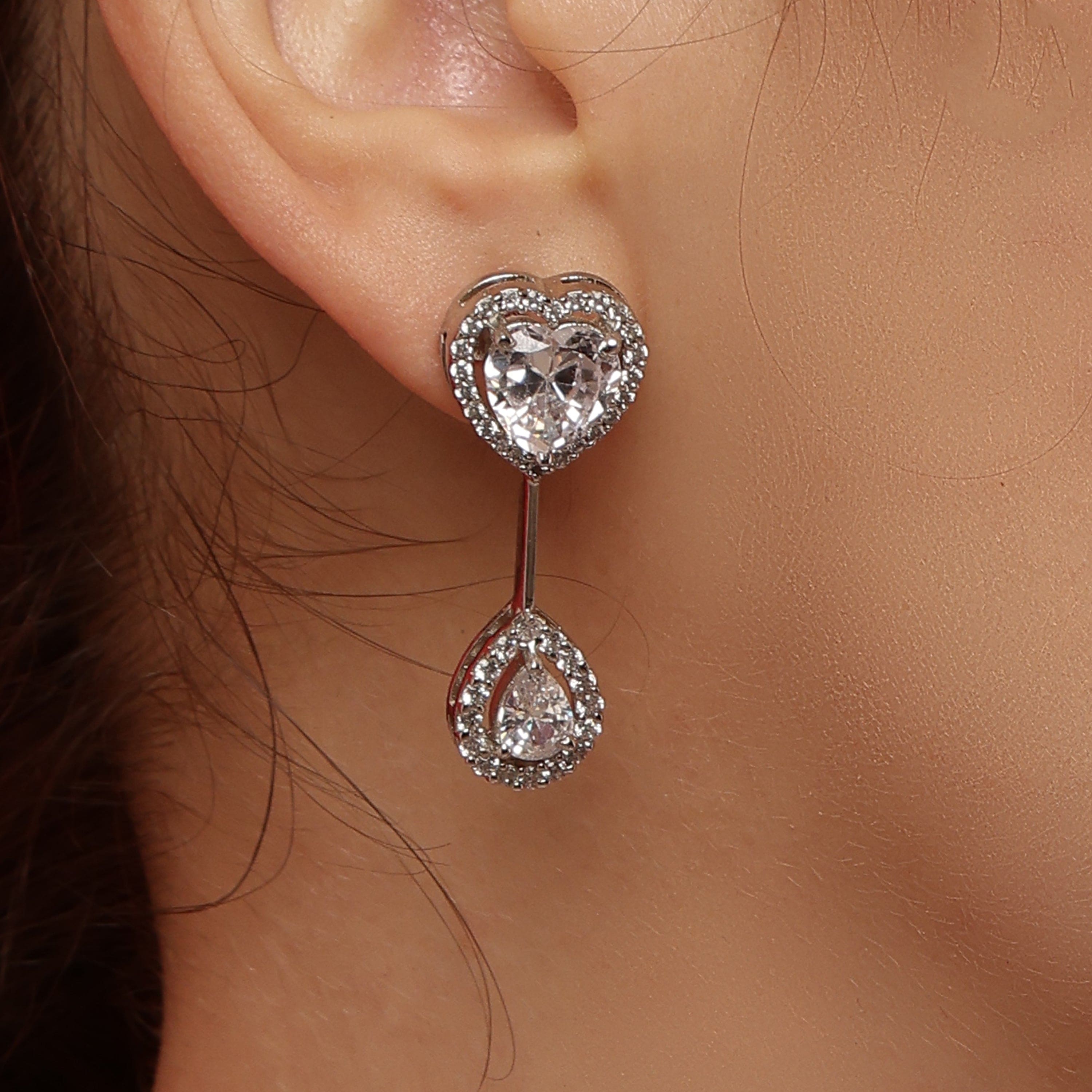 Sweetheart Sparkle Drop sterling silver earrings alternate view