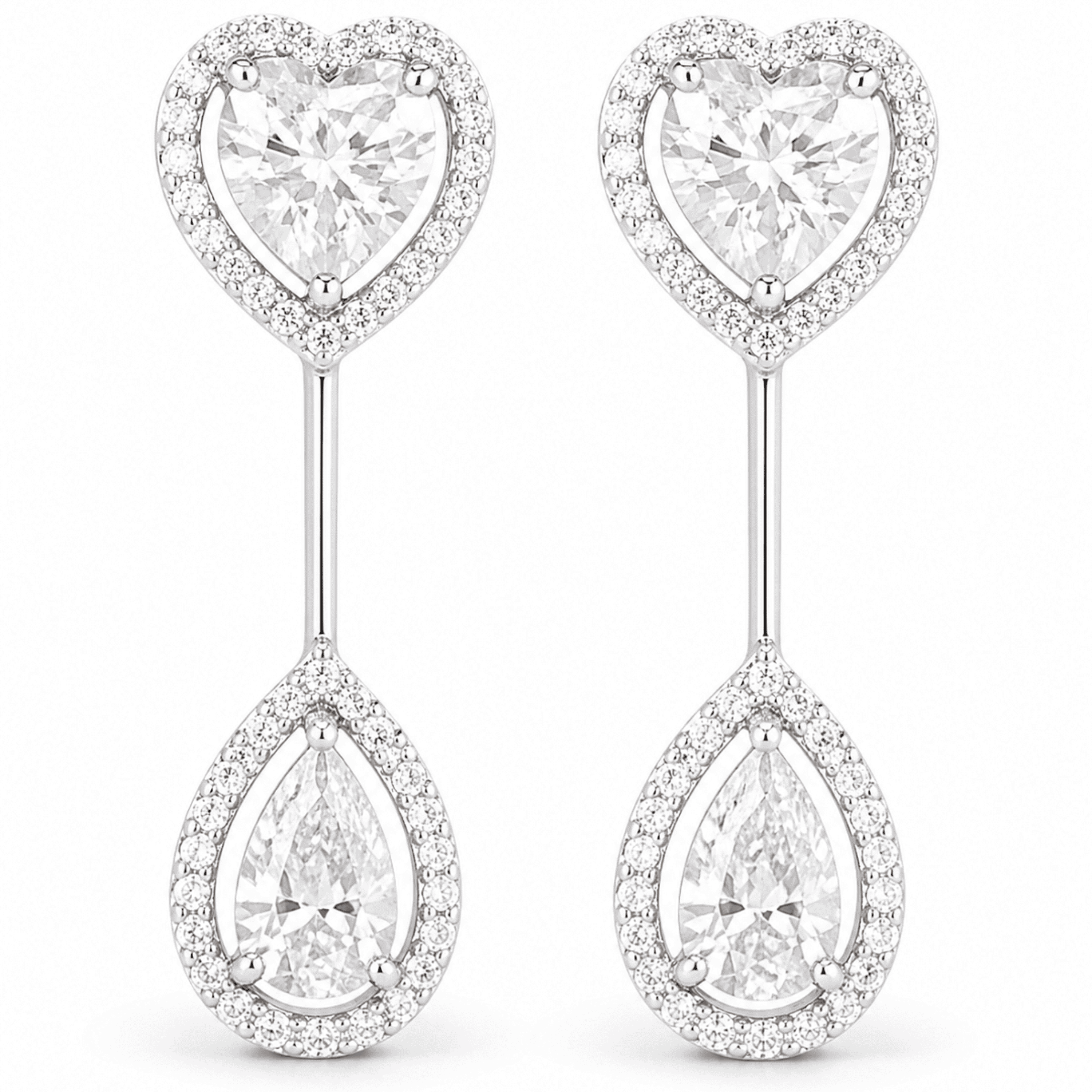 Sweetheart Sparkle Drop 925 sterling silver earrings front view