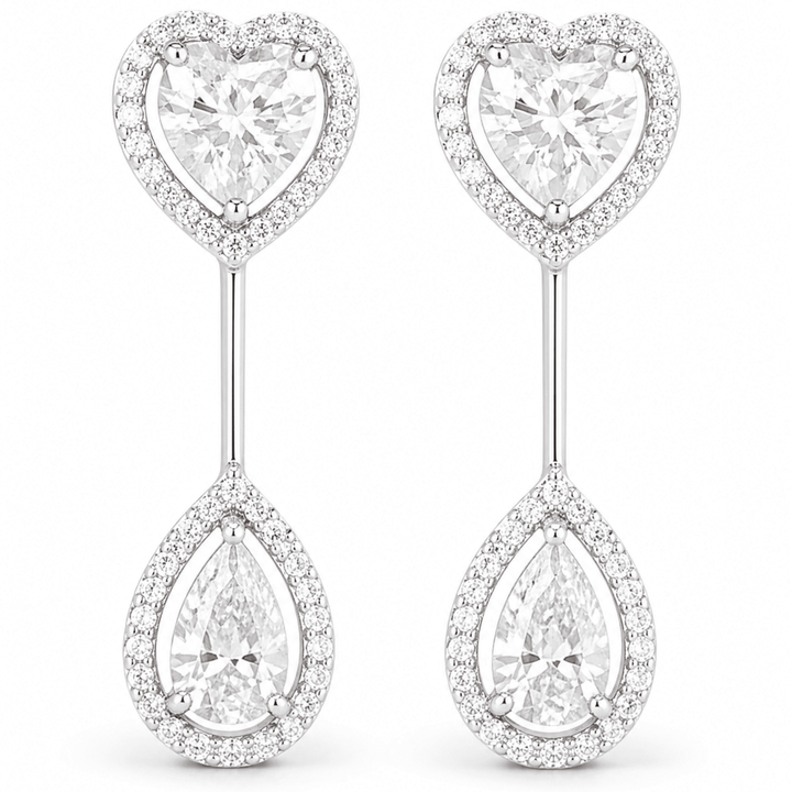 Sweetheart Sparkle Drop 925 sterling silver earrings front view