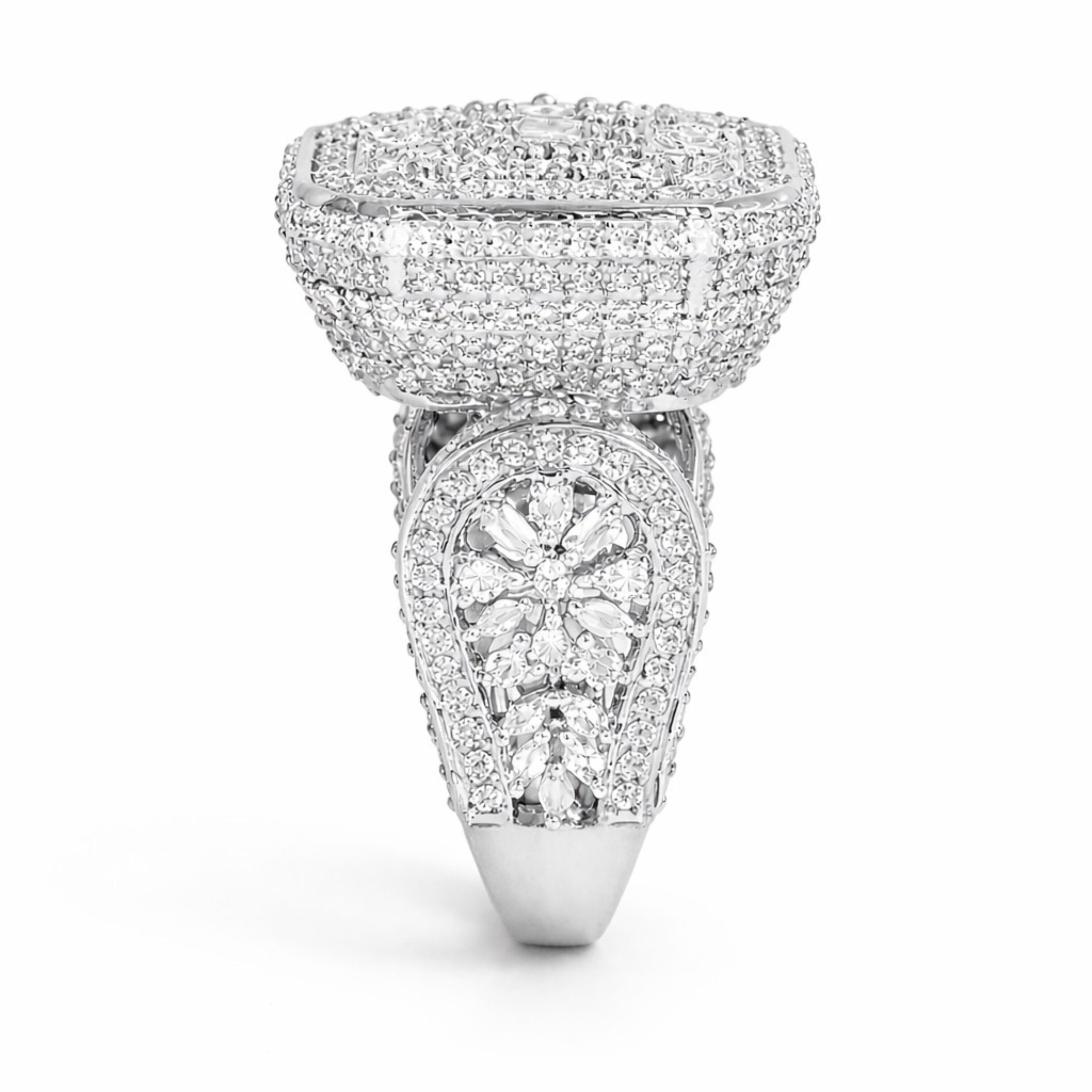 The Grandeur hexagonal 925 sterling silver ring front view
