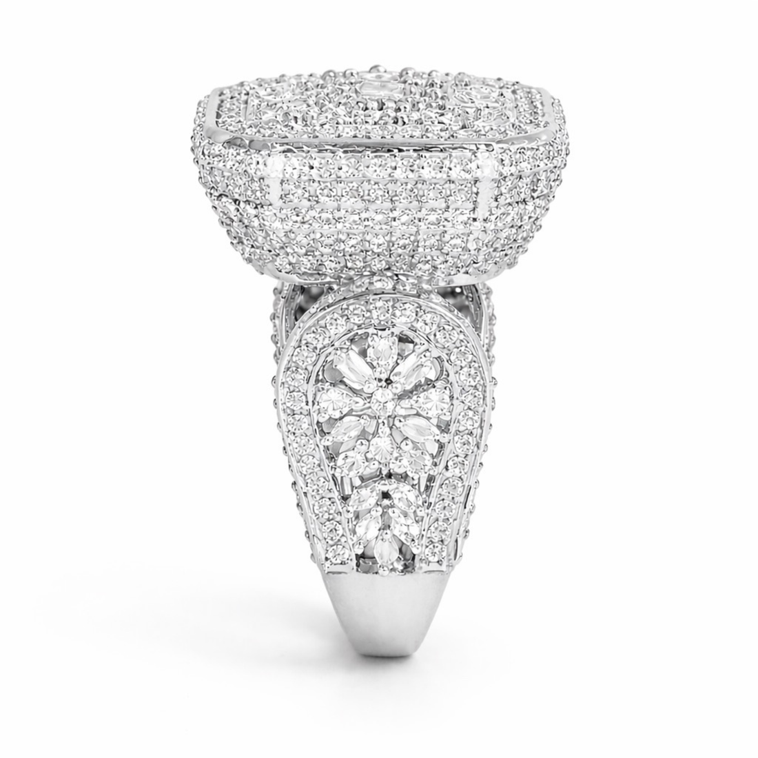 The Grandeur hexagonal 925 sterling silver ring front view