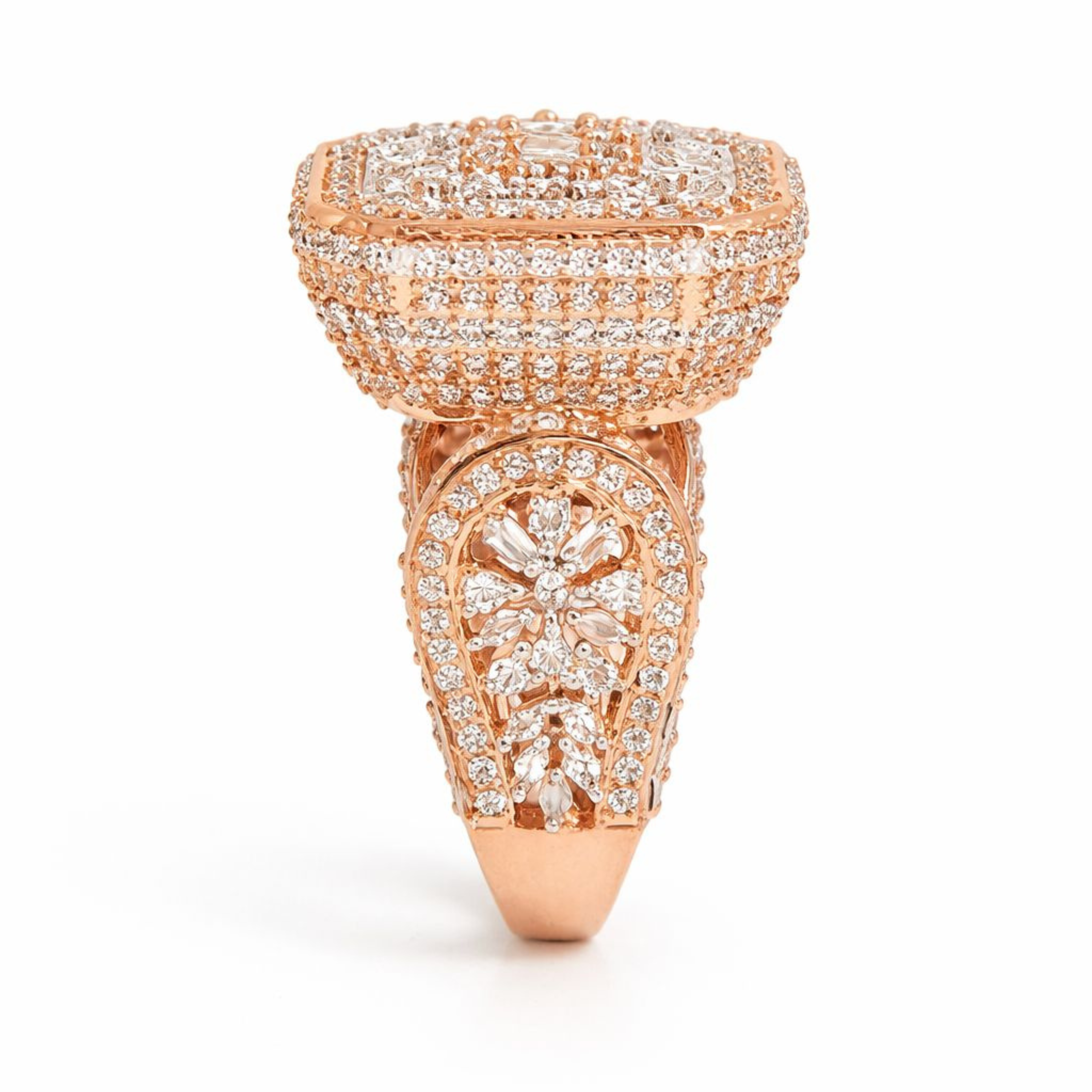 The Grandeur 925 sterling silver ring side angle view