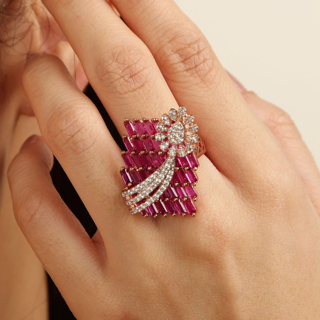 The Ruby Crest 925 sterling silver ring band detail