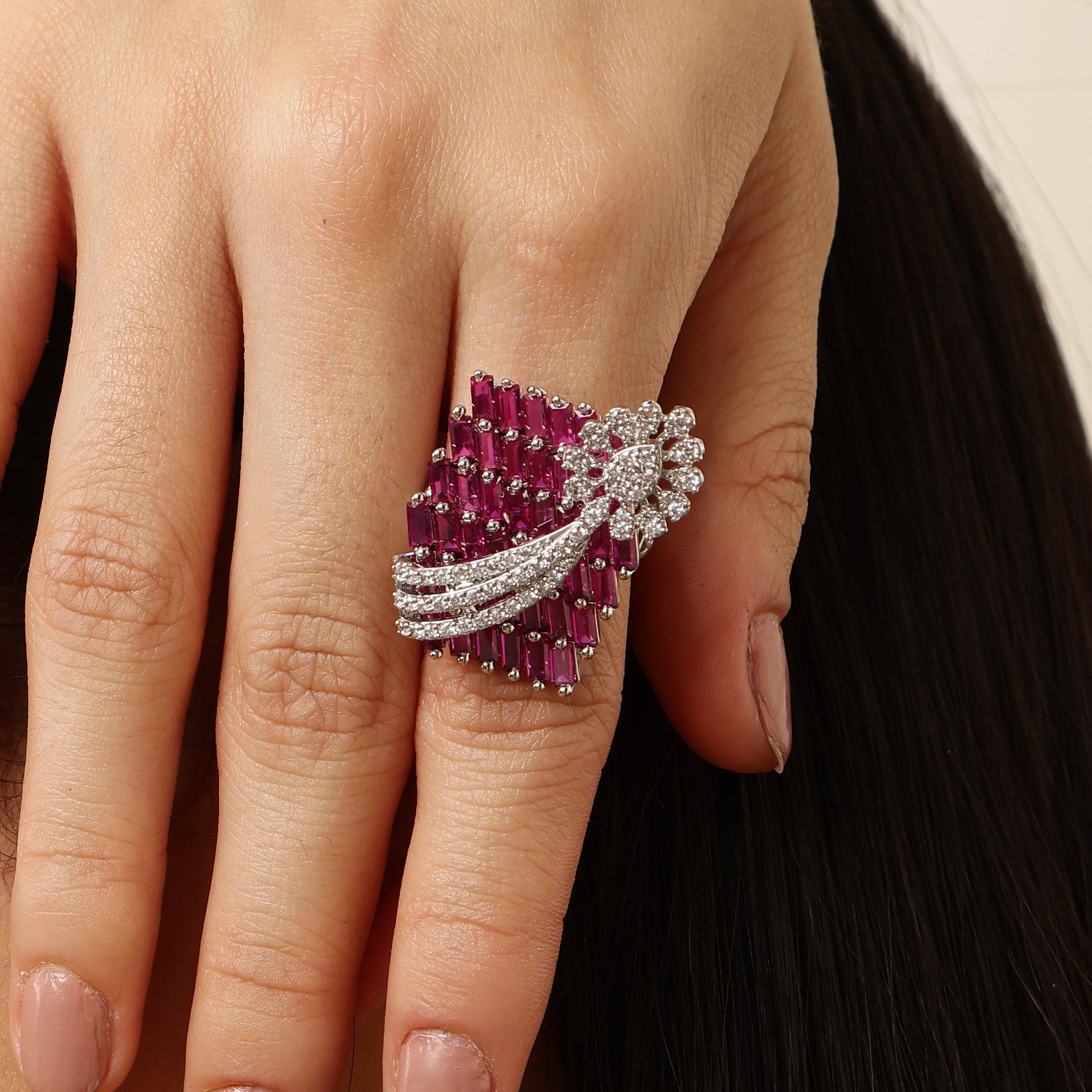 The Ruby Crest 925 sterling silver ring worn on hand