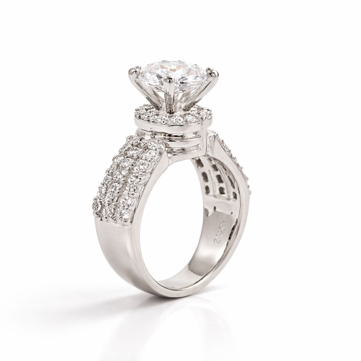 The Vogue Solitaire 925 sterling silver ring front view
