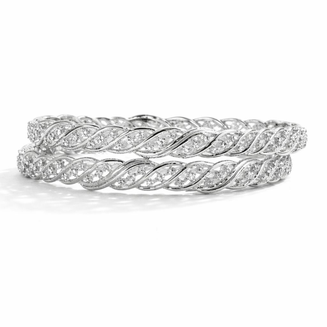 Timeless Grace sterling silver bangle side angle view