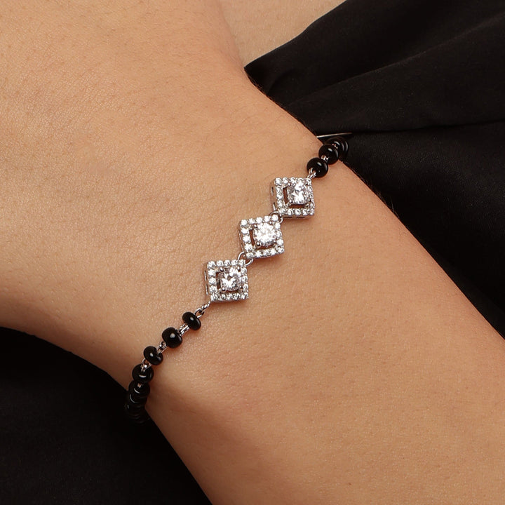 Trinity Charm Mangalsutra 925 sterling silver bracelet front view