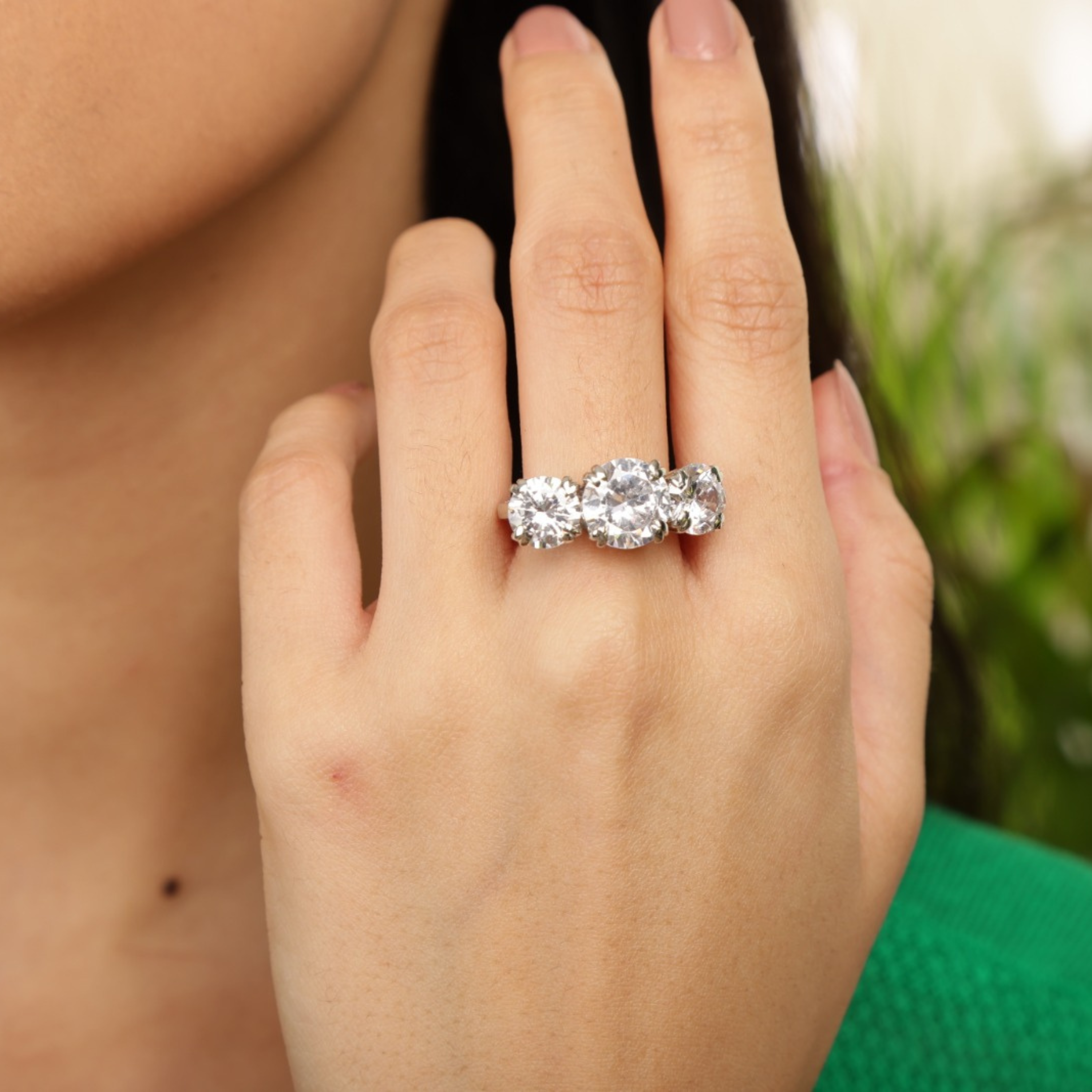 Trinity Radiance sterling silver ring close-up detail