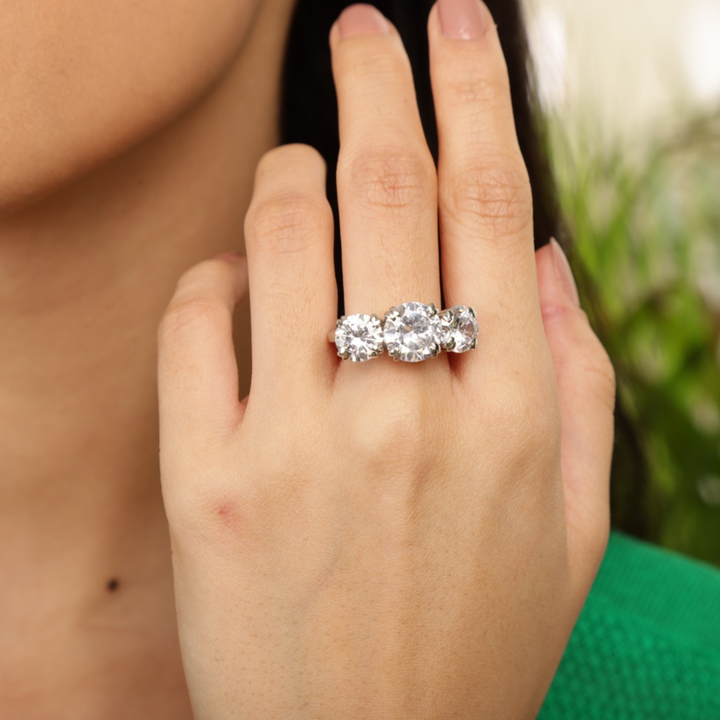 Trinity Radiance sterling silver ring close-up detail