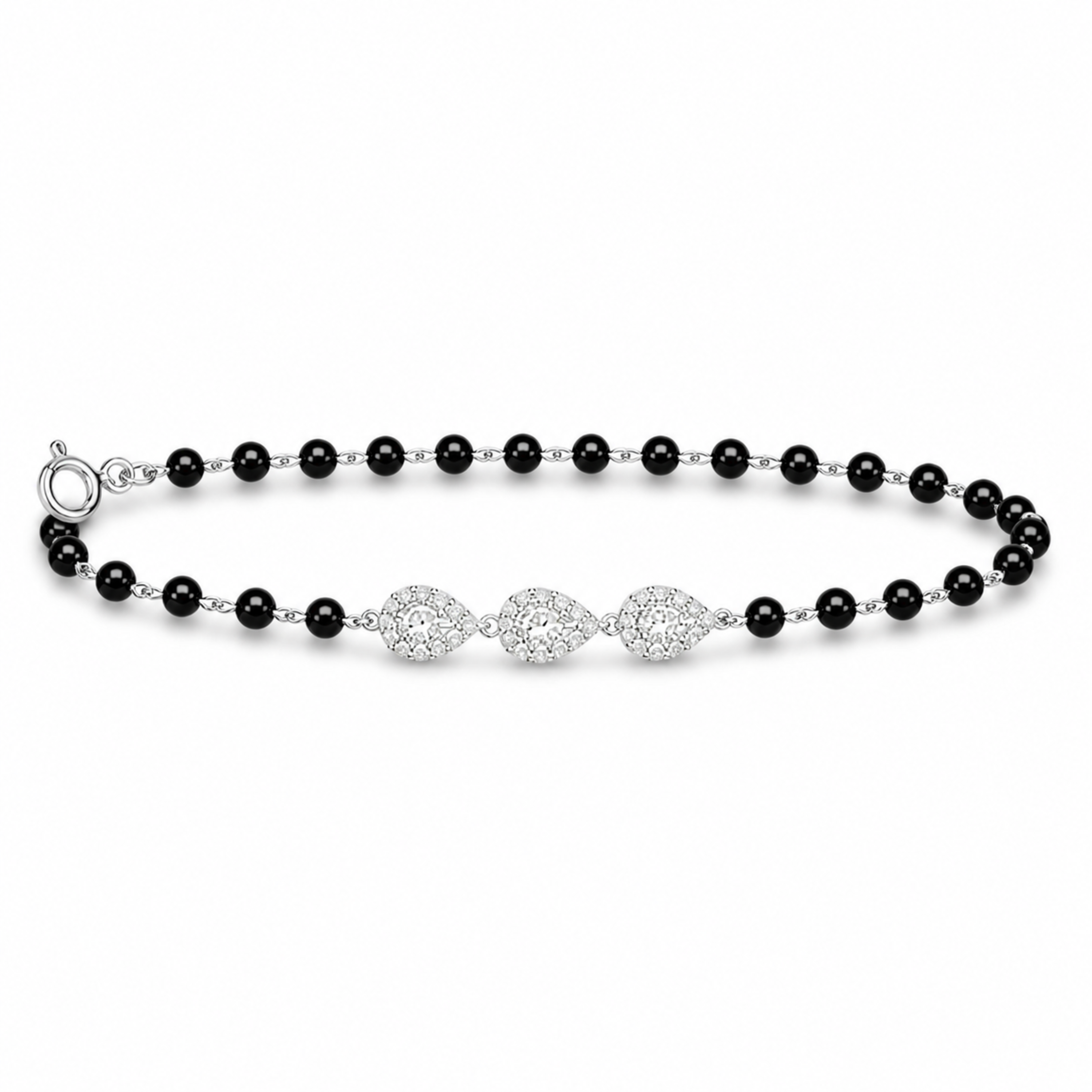 Trio Pear Elegance sterling silver bracelet close-up detail