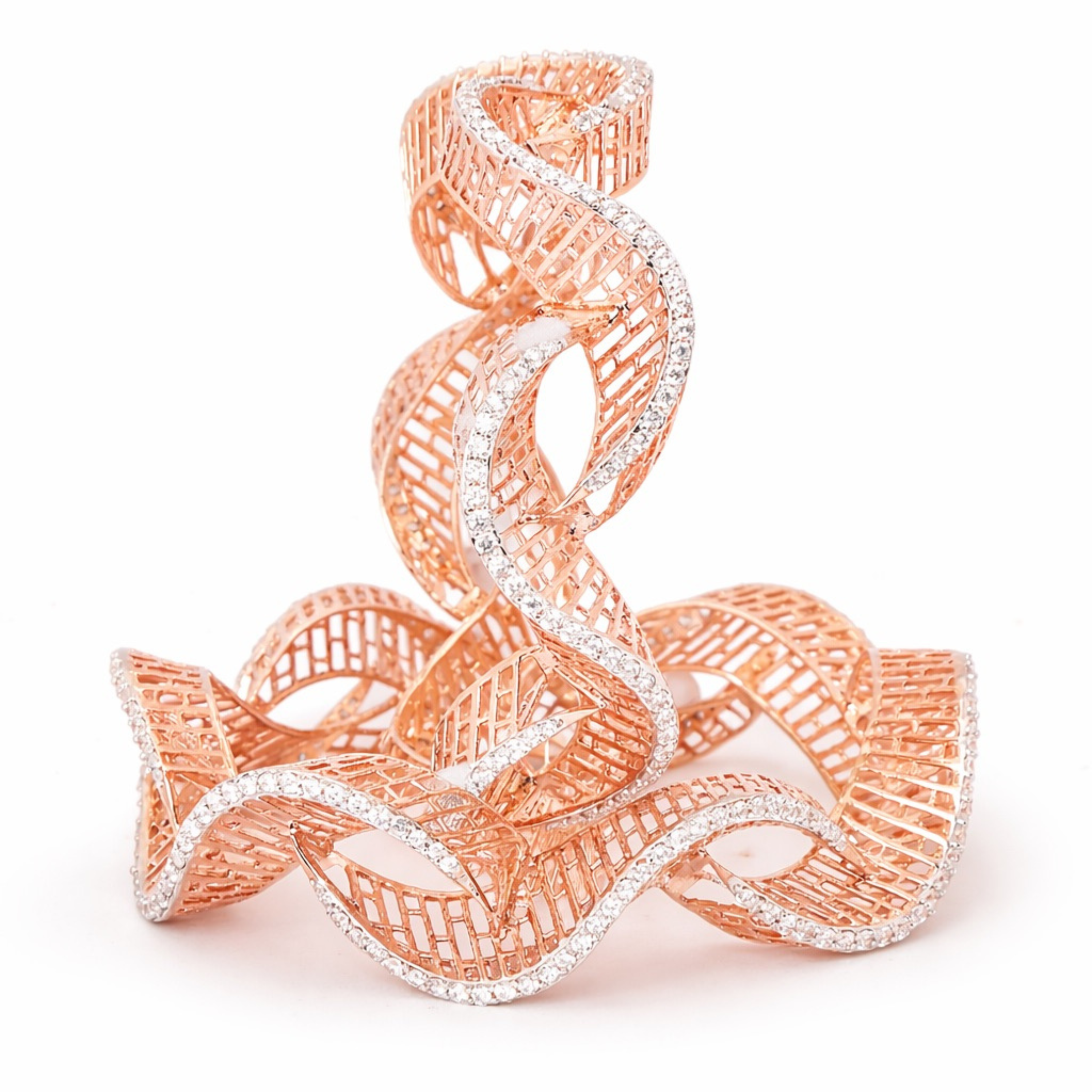 Twisted Majesty 925 sterling silver bangle side angle view