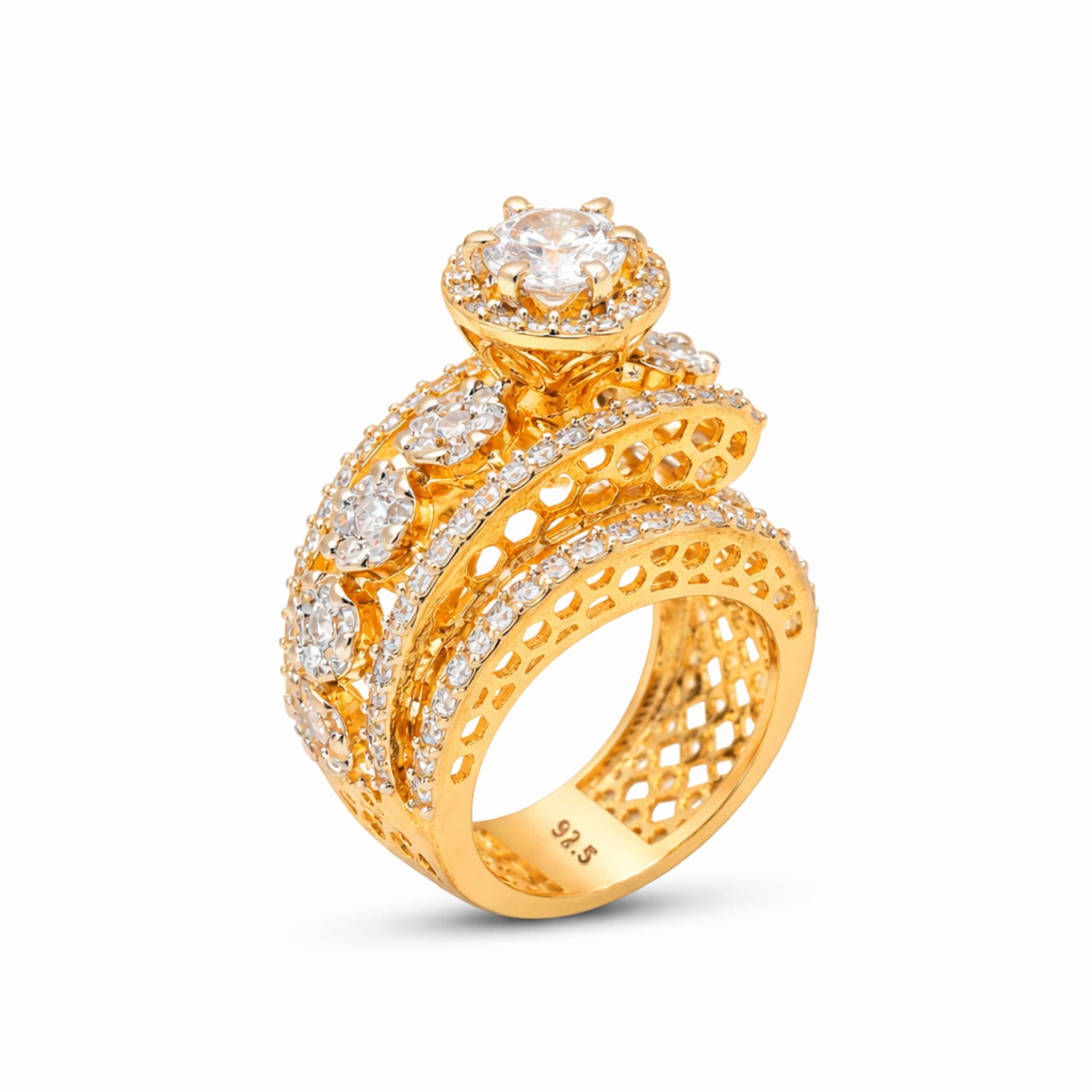 UpBeat Solitaire 925 sterling silver ring front view