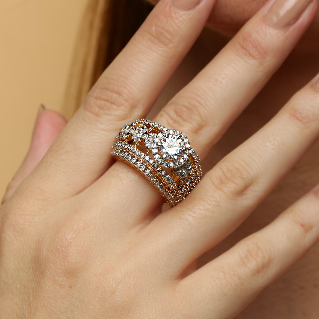 UpBeat Solitaire sterling silver ring side angle view