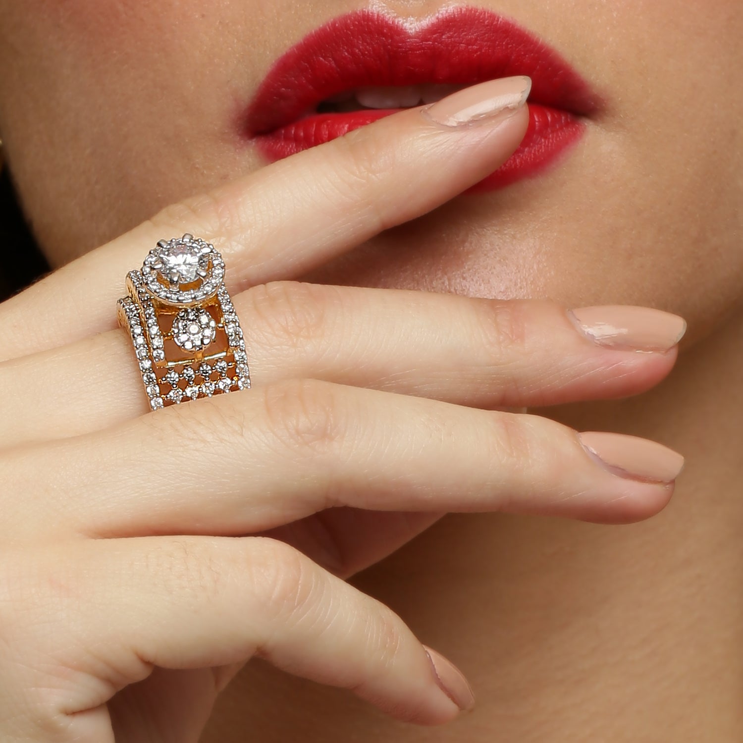 UpBeat Solitaire sterling silver ring worn on hand