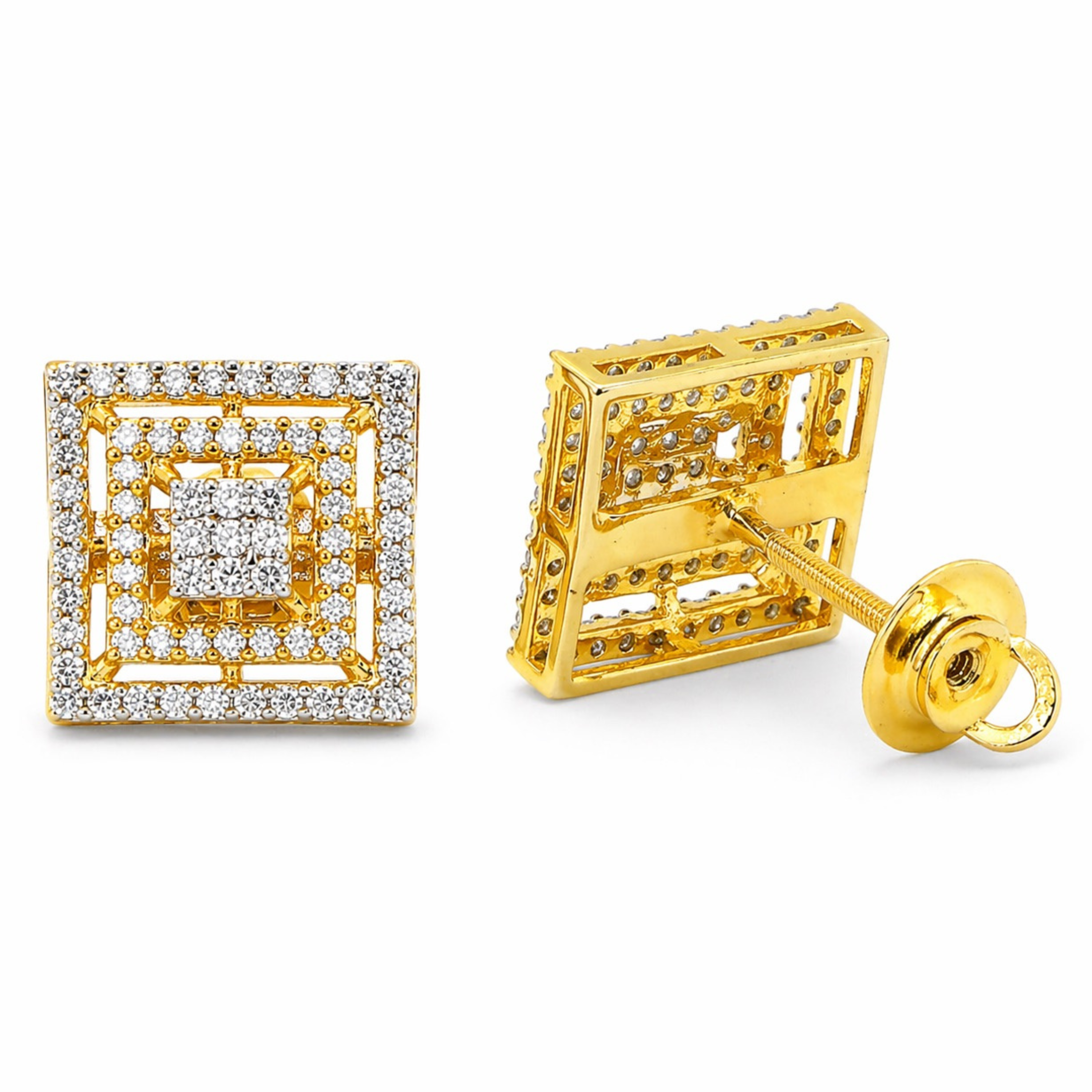 Urban Cube 925 sterling silver studs front view