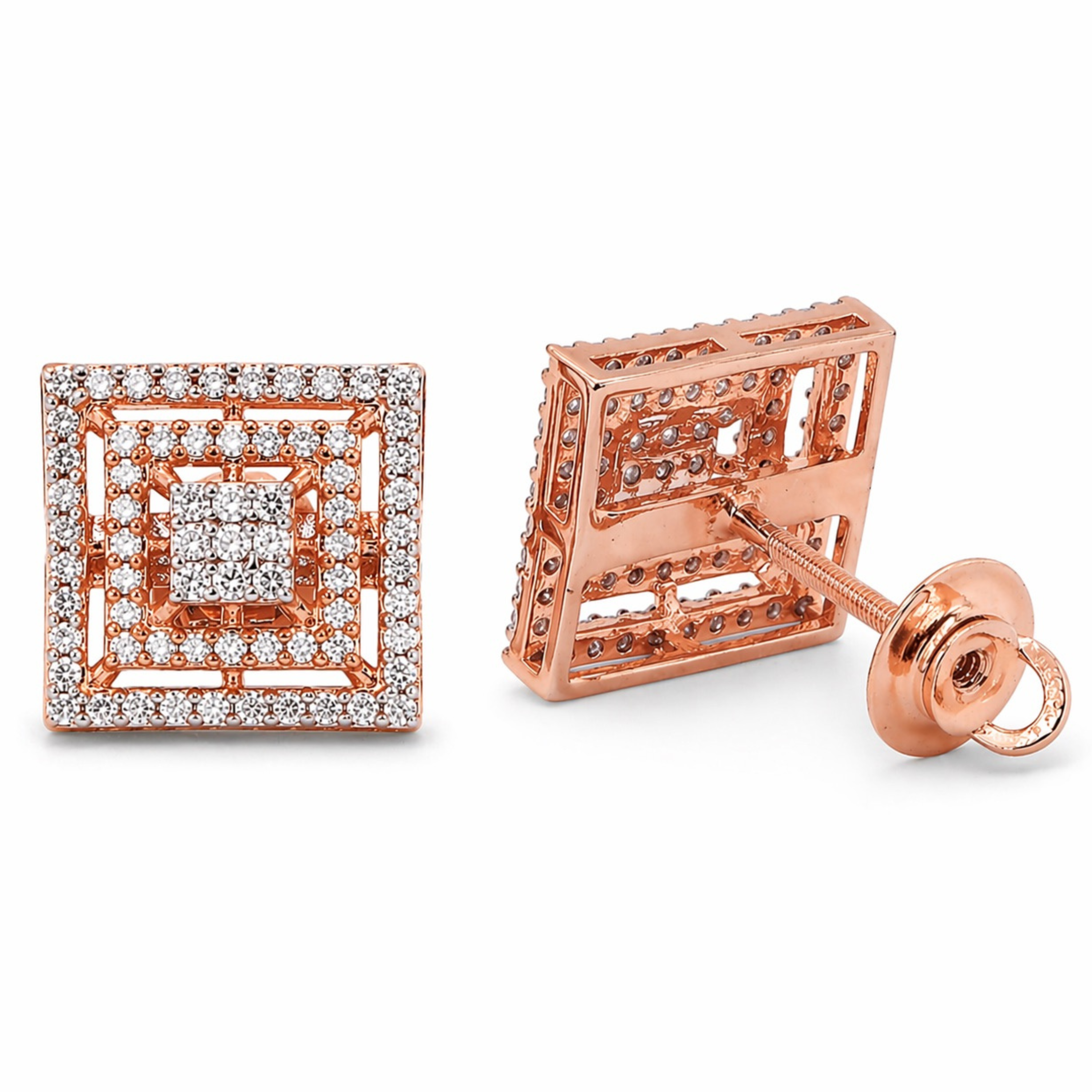 Urban Cube sterling silver studs worn look