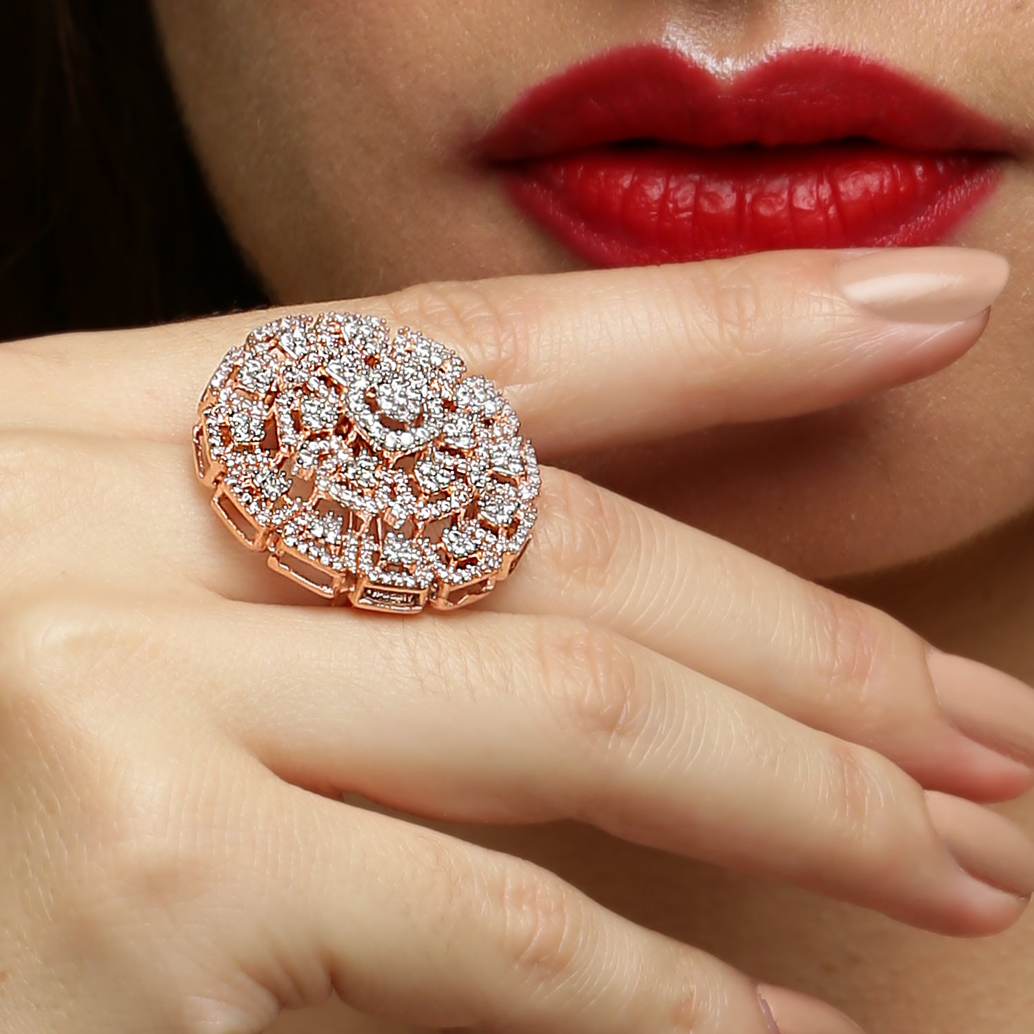 Vibrant Flower sterling silver ring close-up floral detail