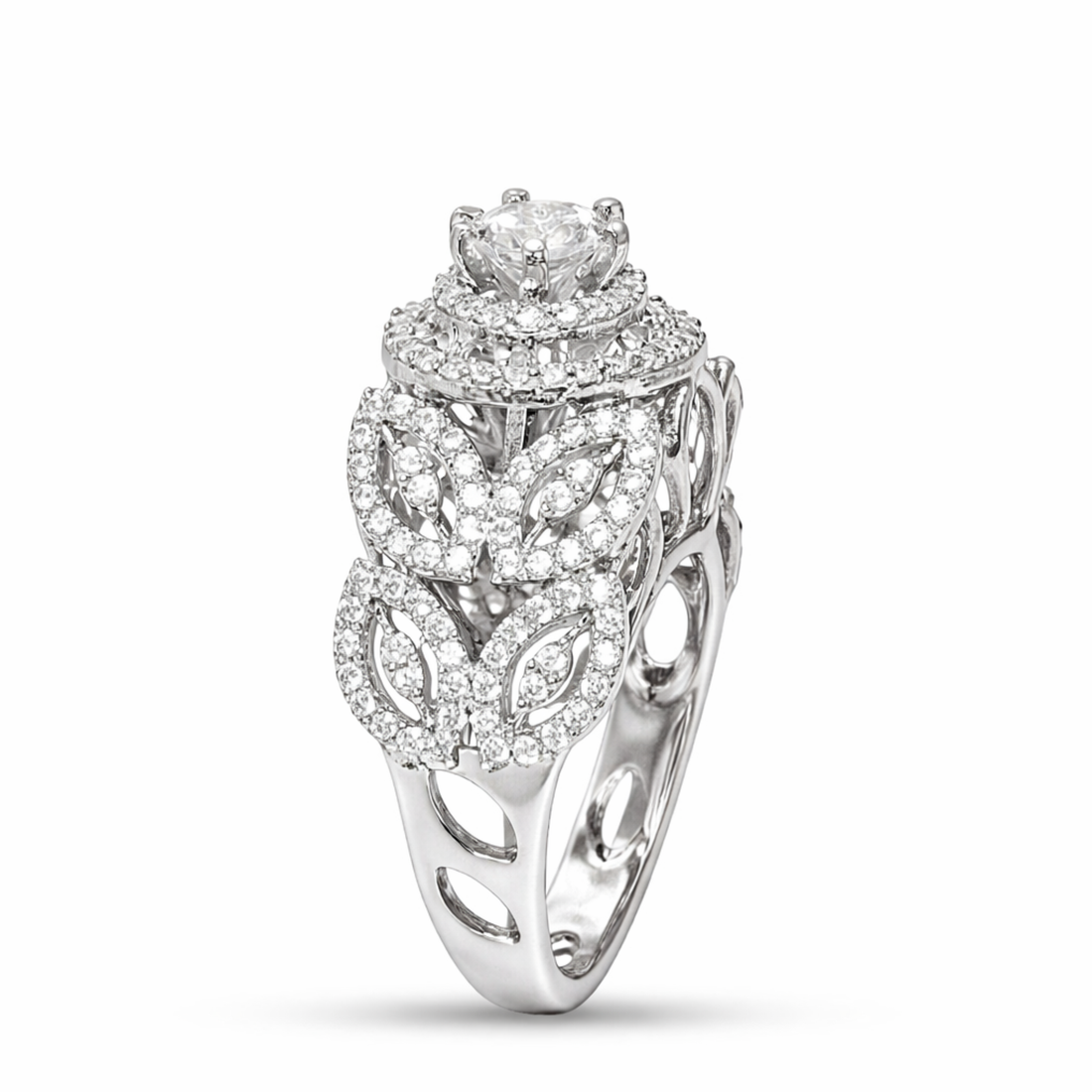 Vintage Romance Solitaire sterling silver ring alternate view